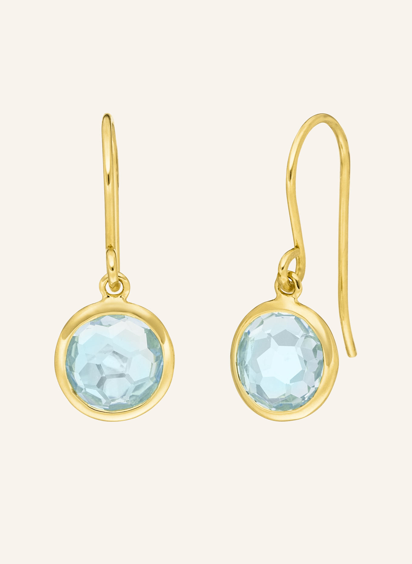 Leaf Ohrhänger BLUE TOPAZ aus 14 Karat Gelbgold: GOLD