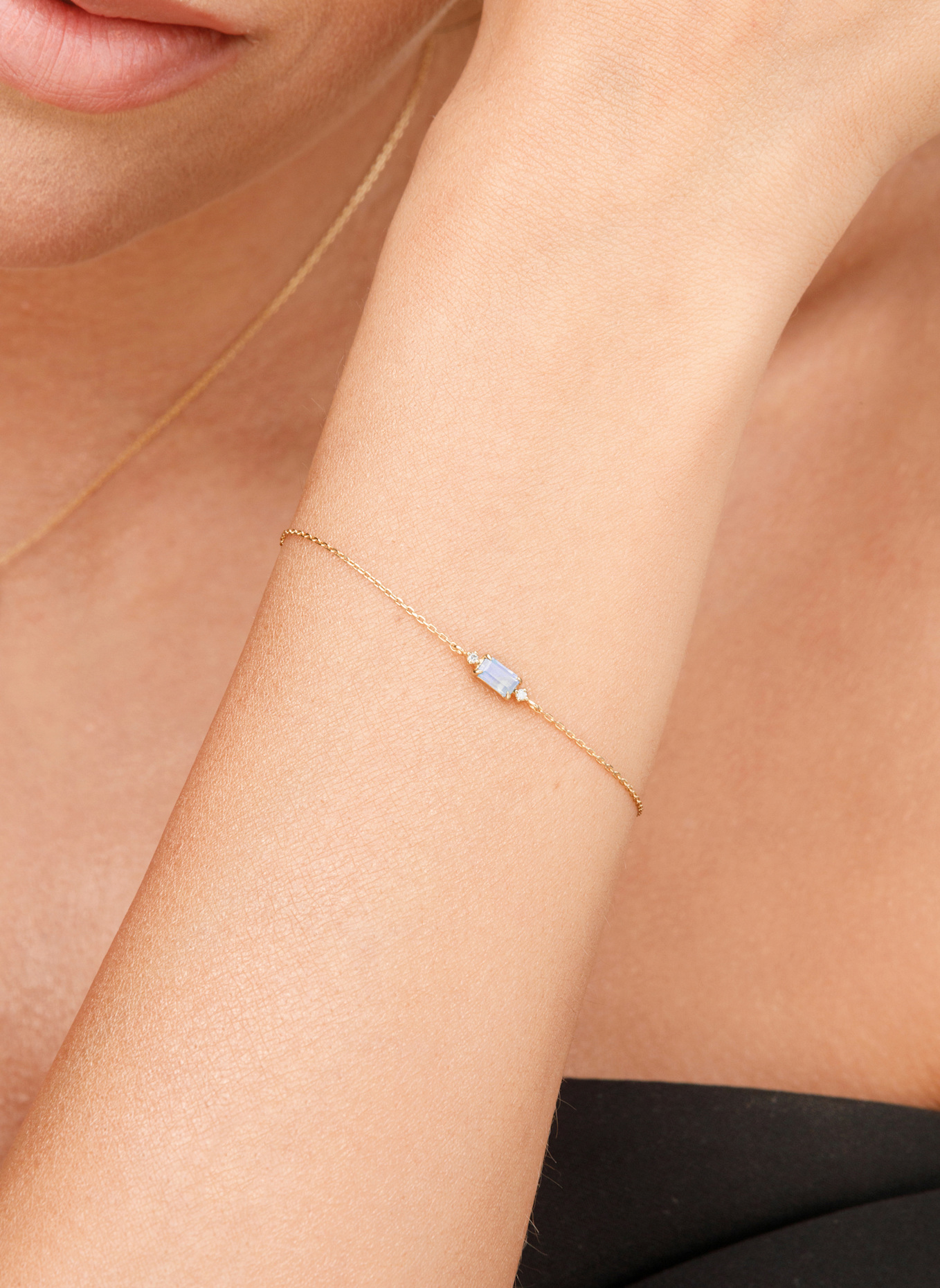 Leaf Armband MONDSTEIN aus 14 Karat Gelbgold: GOLD