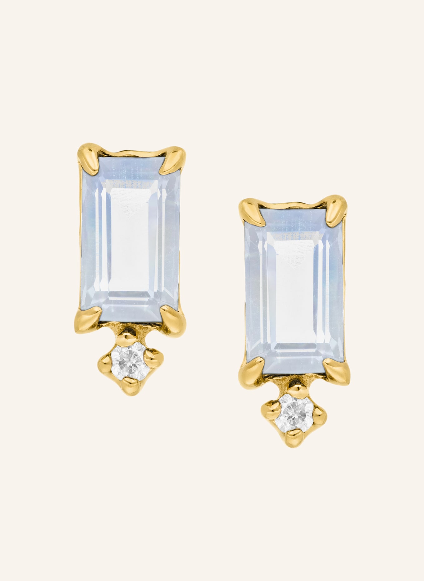 Leaf Ohrstecker MONDSTEIN aus 14 Karat Gelbgold: GOLD