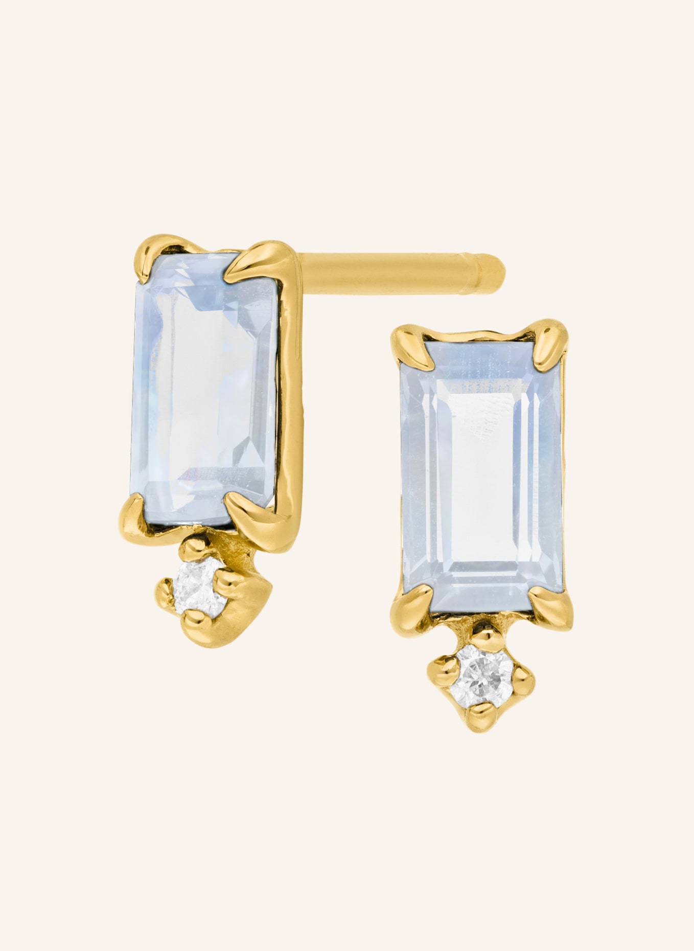 Leaf Ohrstecker MONDSTEIN aus 14 Karat Gelbgold: GOLD