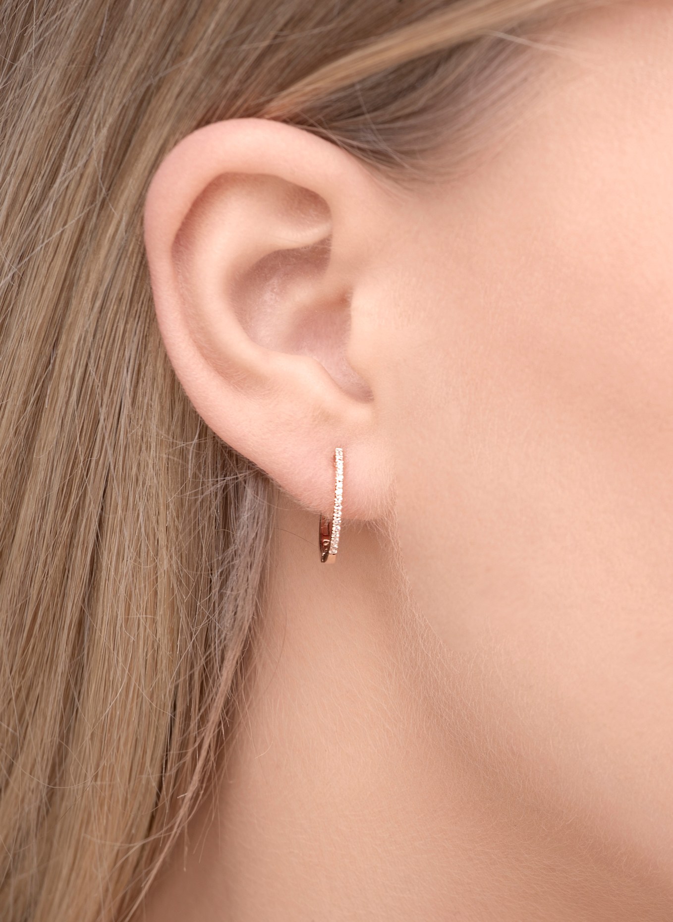 Leaf Creolen CIRCLE S aus 18 Karat Rosébgold mit Diamanten: ROSÉGOLD