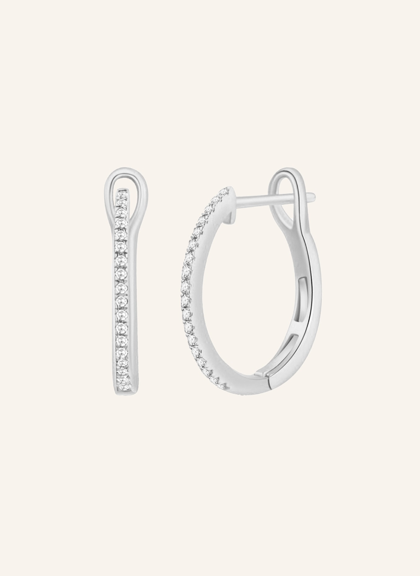 Leaf Creolen CIRCLE S aus 18 Karat Weißgold mit Diamanten: WEISSGOLD