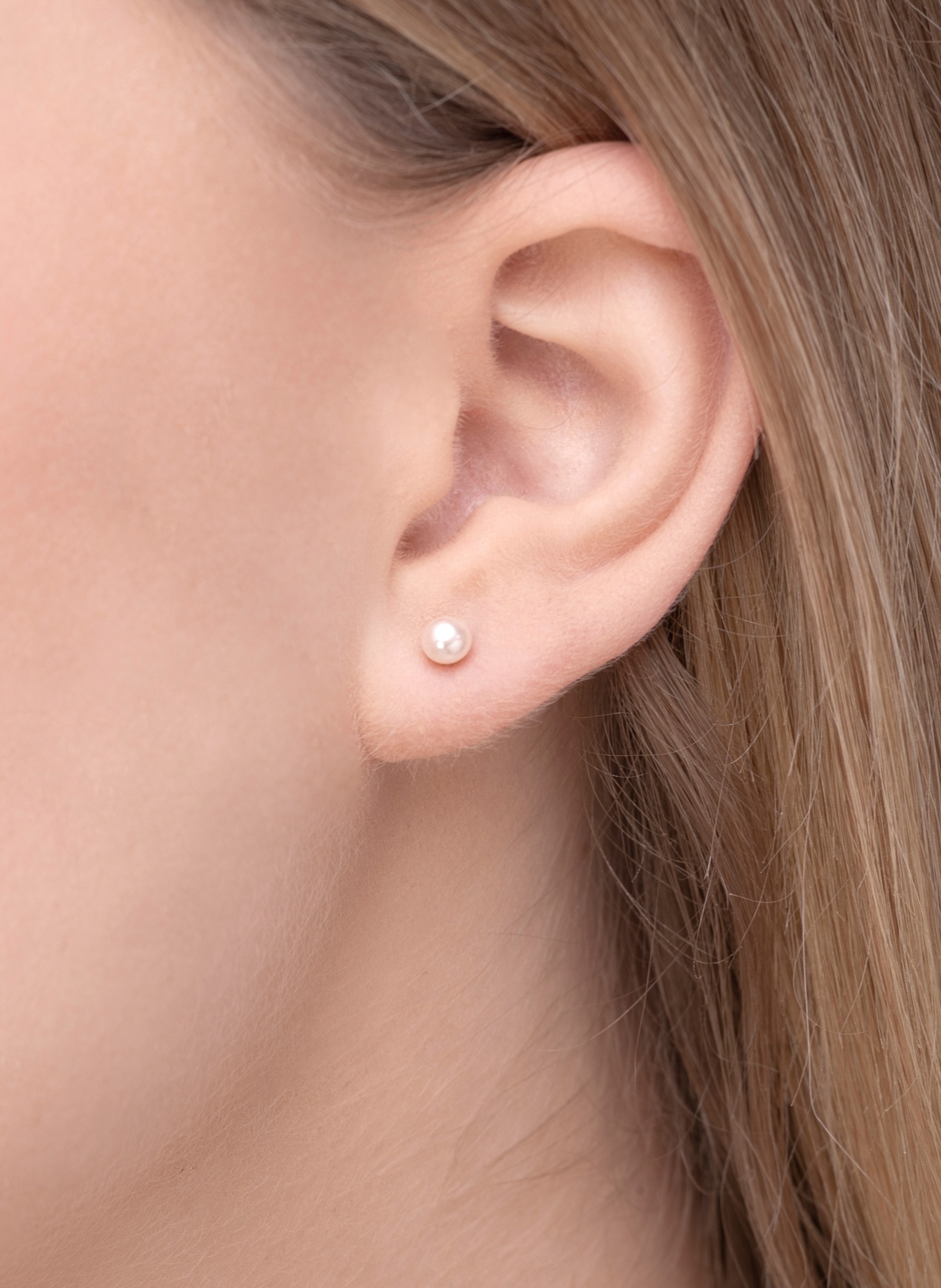 Leaf Ohrstecker PERLE 4 mm aus 14 Karat Rosegold: ROSÉGOLD