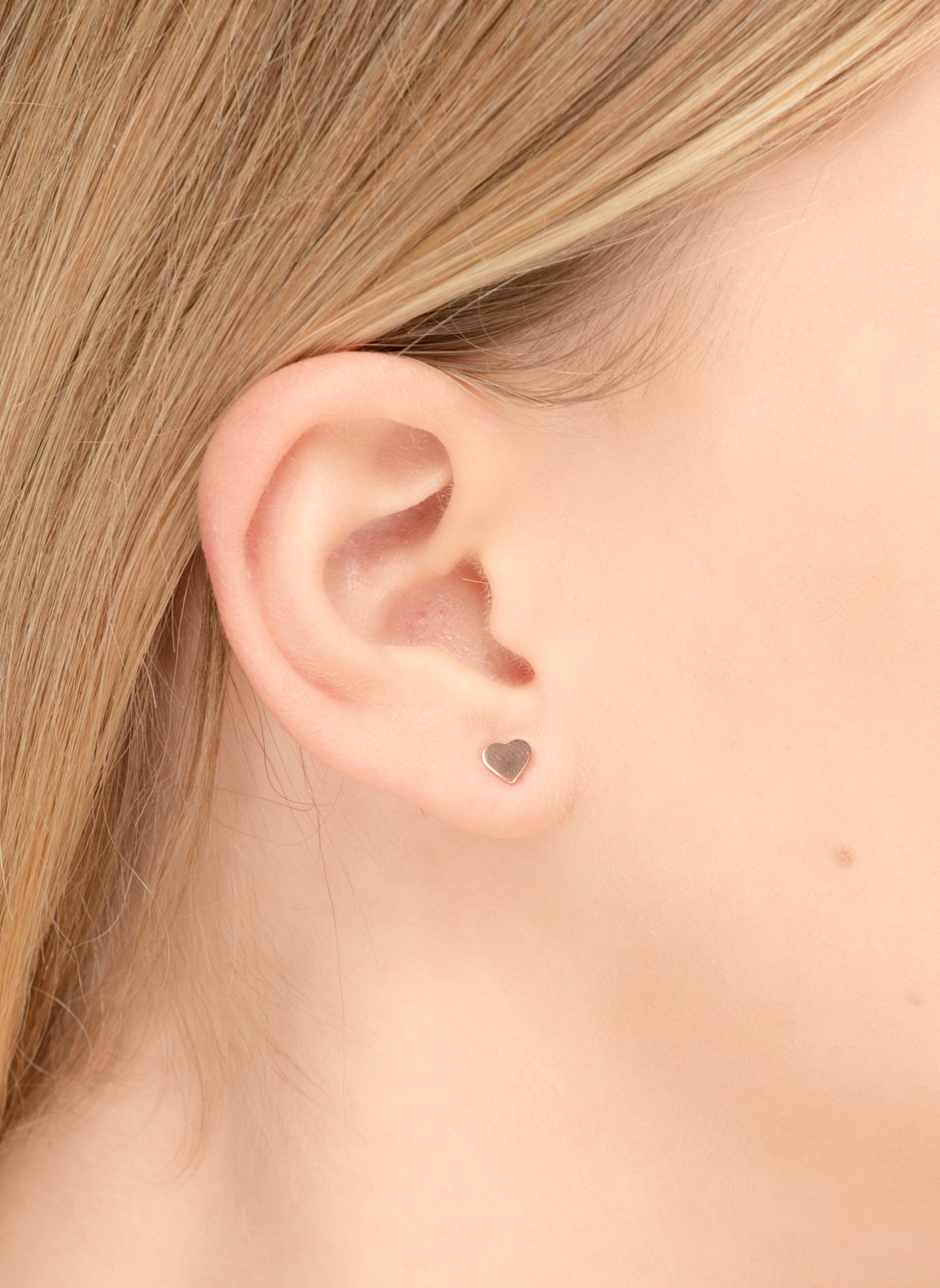 Leaf Ohrstecker HERZ aus 14 Karat Rosegold: ROSÉGOLD