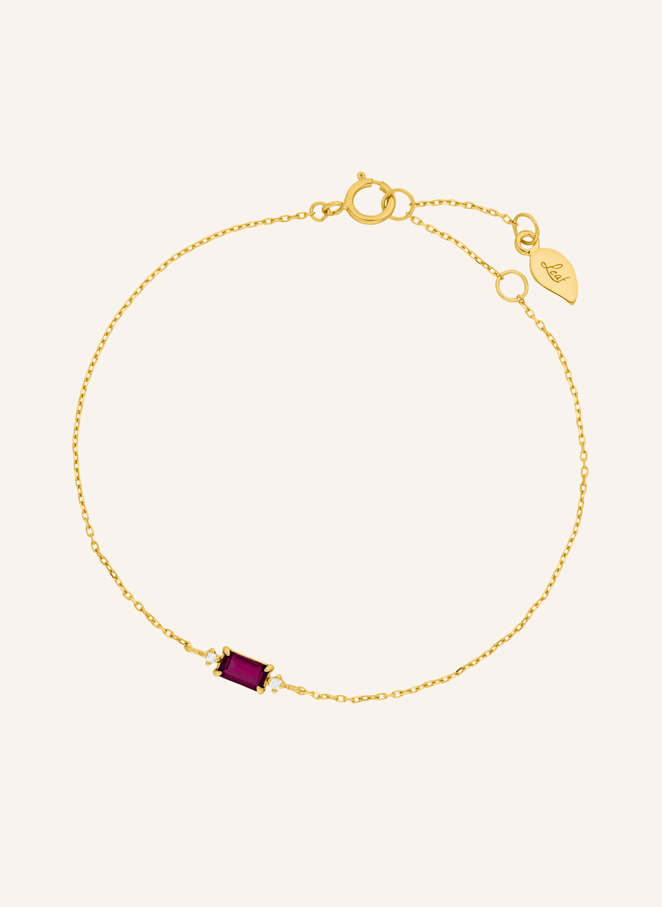 Leaf Armband RHODOLITH aus 14 Karat Gelbgold: GOLD