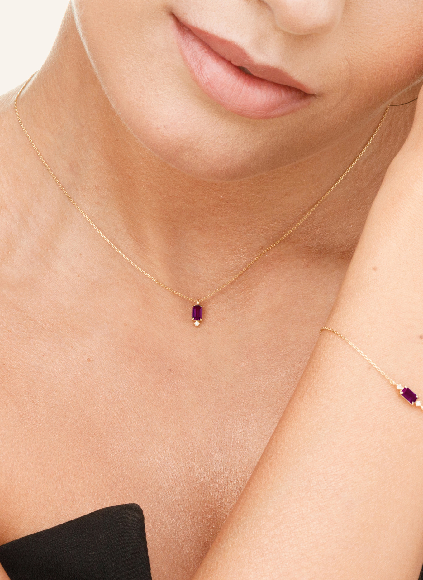 Leaf Halskette RHODOLITH aus 14 Karat Gelbgold: GOLD