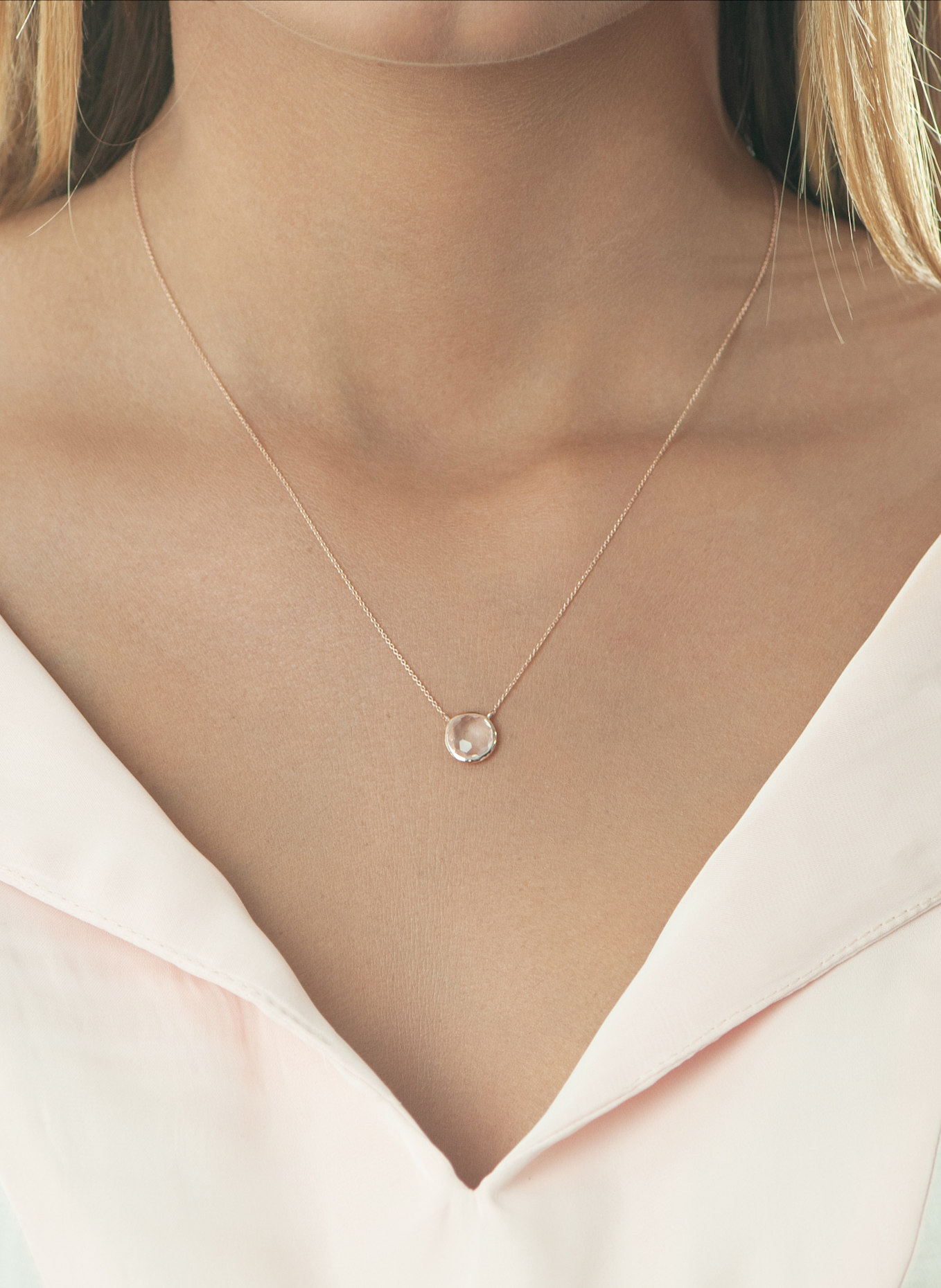 Leaf Halskette ROSENQUARZ aus14 Karat Roségold: ROSÉGOLD