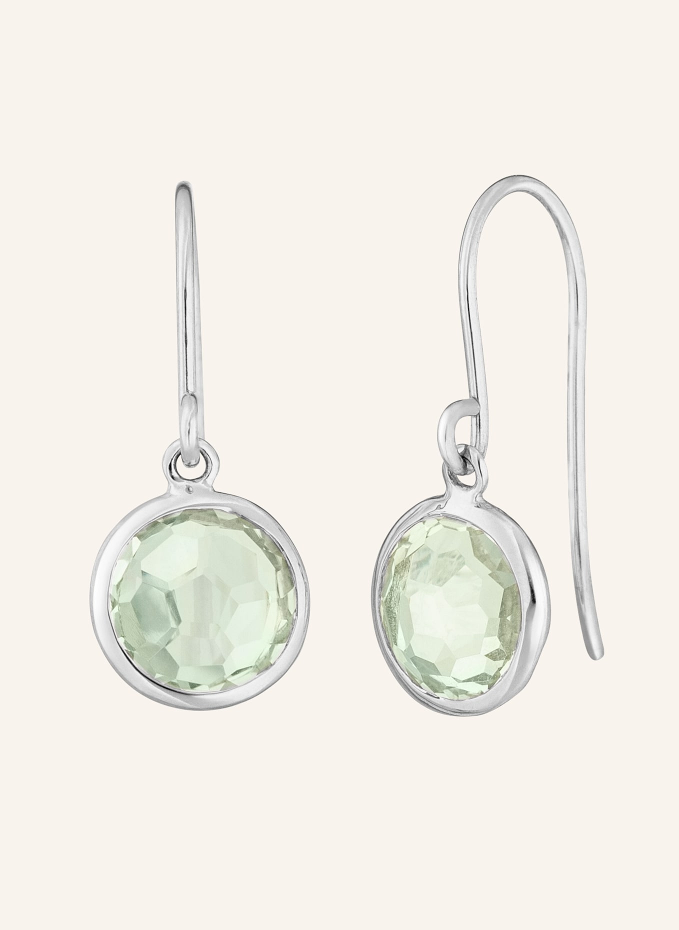 Leaf Ohrringe GREEN AMETHYST aus14 Karat Weißgold: WEISSGOLD