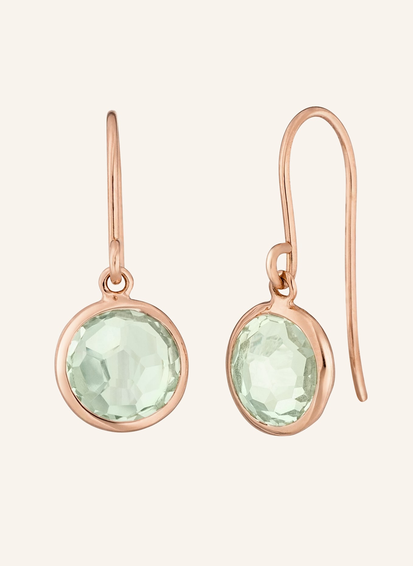Leaf Ohrringe GREEN AMETHYST aus14 Karat Roségold: ROSÉGOLD