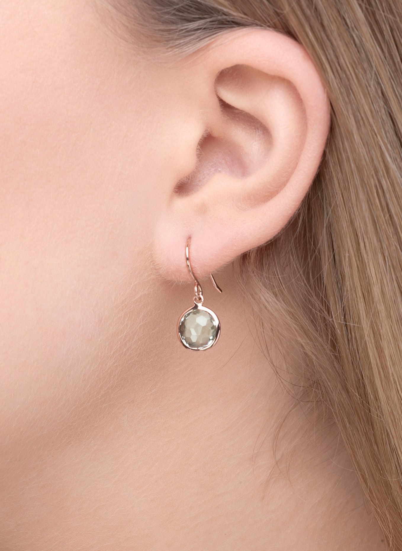 Leaf Ohrringe GREEN AMETHYST aus14 Karat Roségold: ROSÉGOLD