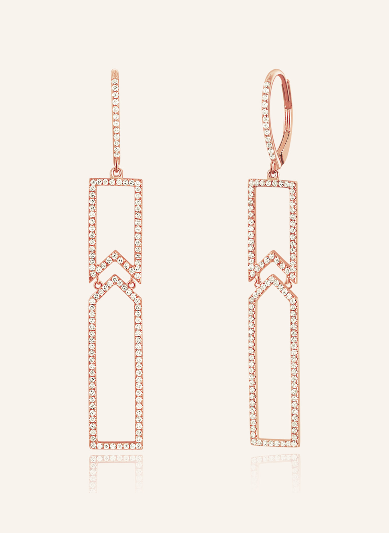 Leaf Creolen UNIQUE aus 18 Karat Rosébgold mit Diamanten: ROSÉGOLD