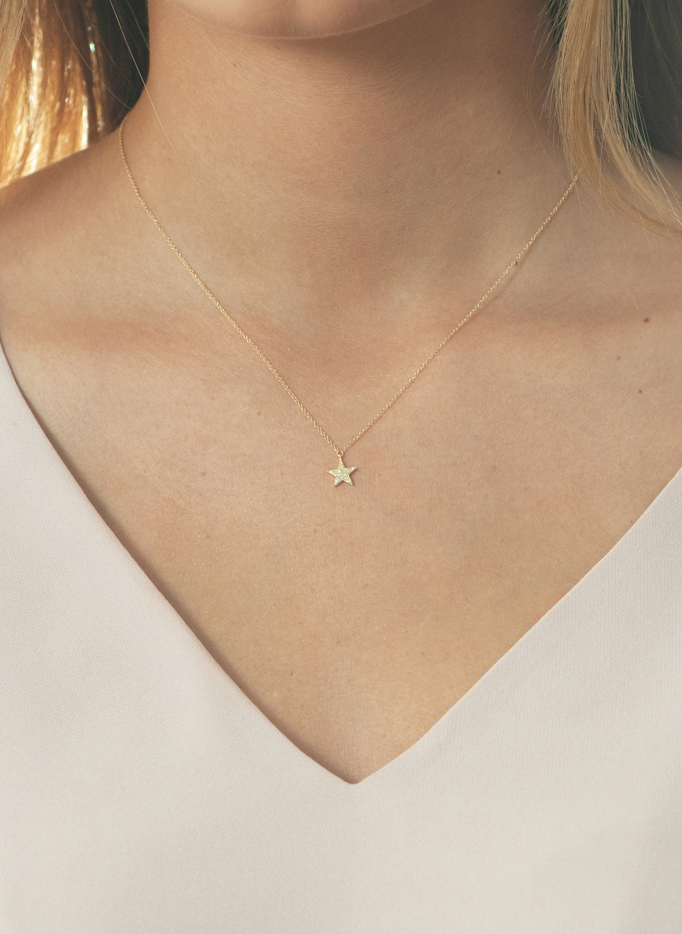 Leaf Halskette STERN aus 18 Karat Gelbgold mit Diamanten: GOLD