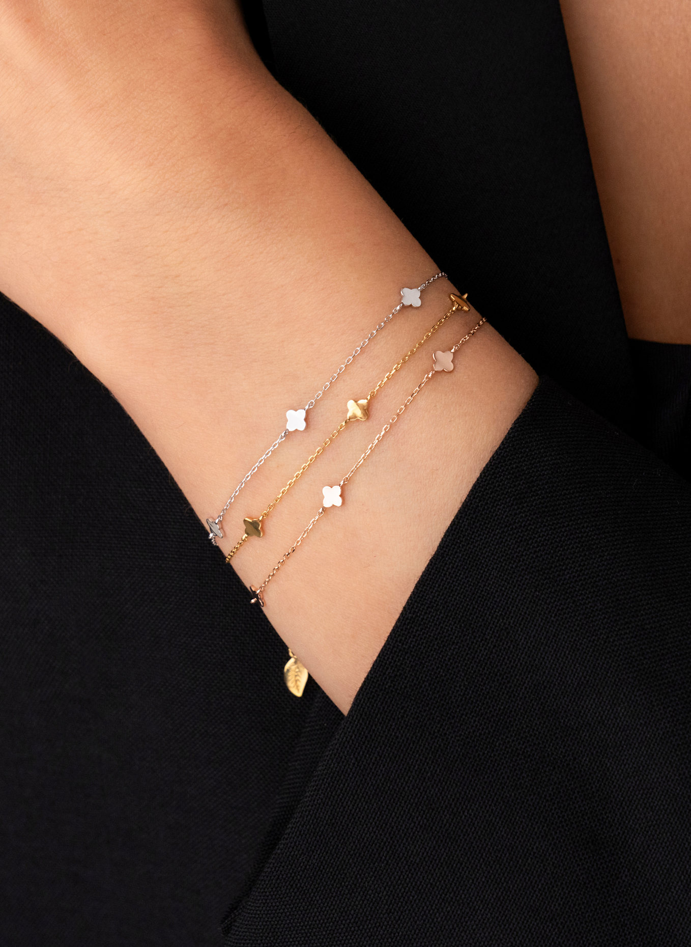 Leaf Armband MINI CLOVER aus 14 Karat Gelbgold: GOLD