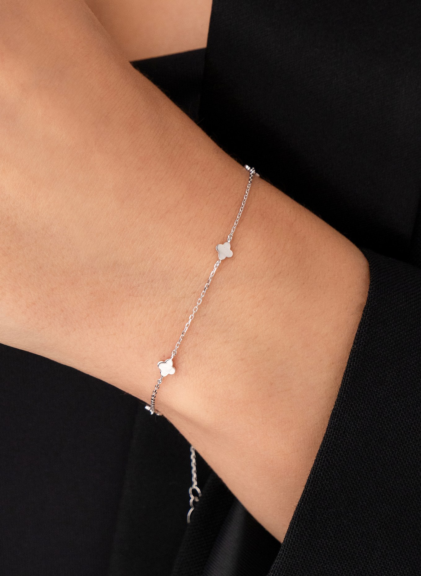 Leaf Armband MINI CLOVER aus 14 Karat Gelbgold: WEISSGOLD