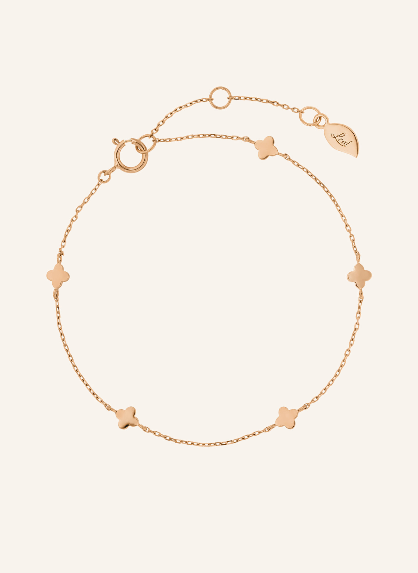Leaf Armband MINI CLOVER aus 14 Karat Gelbgold: ROSÉGOLD