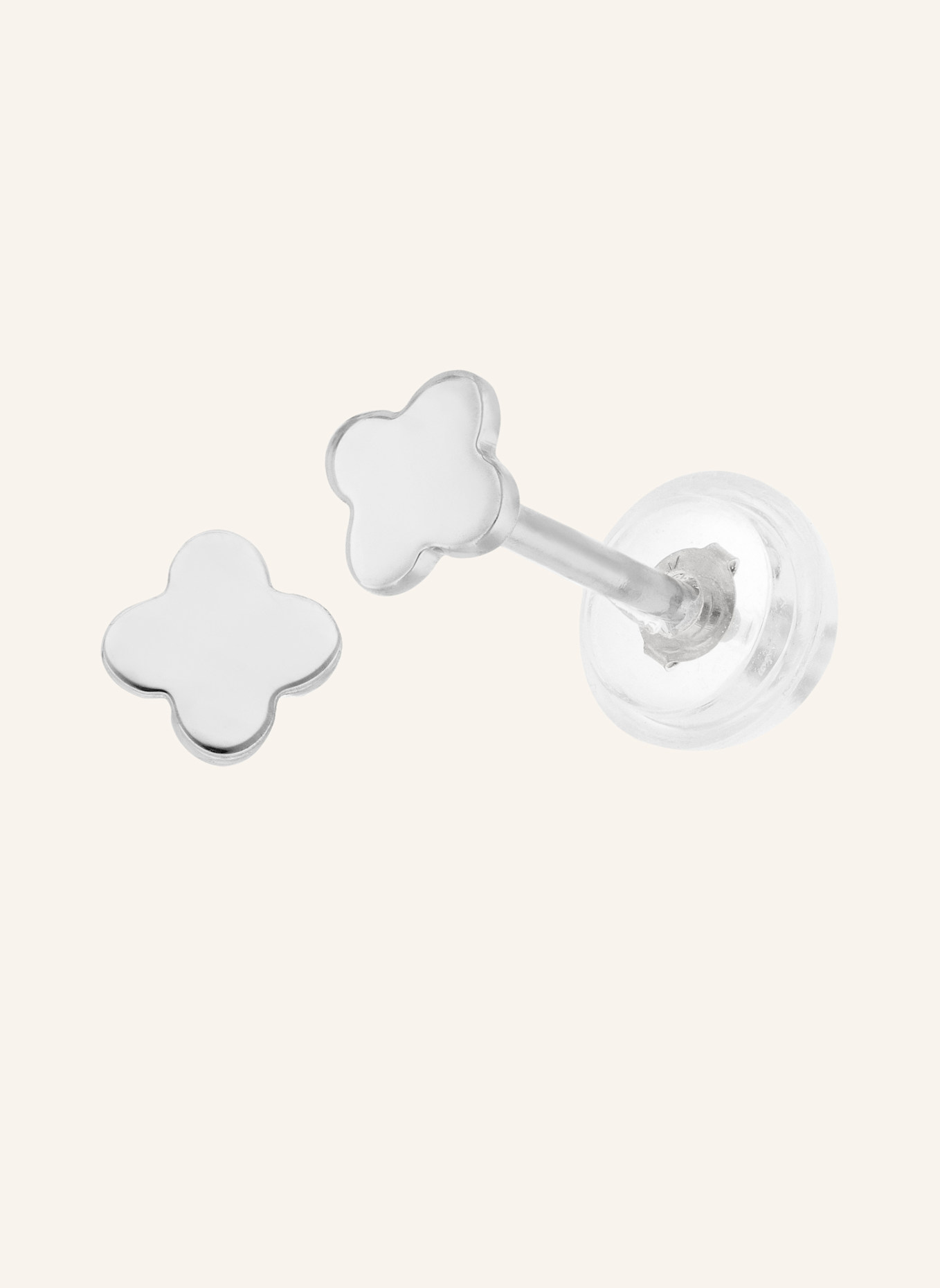 Leaf Ohrstecker MINI CLOVER aus 14 Karat Gelbgold: WEISSGOLD