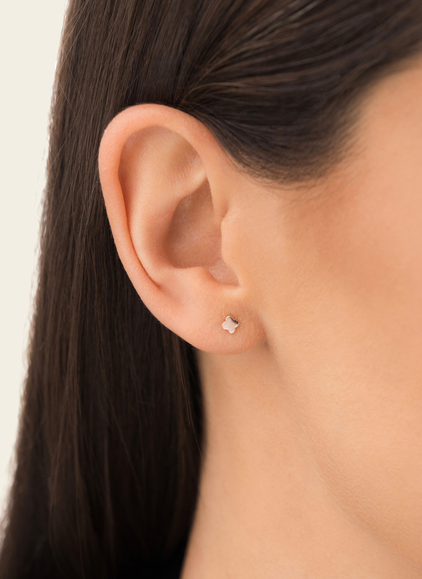 Leaf Ohrstecker MINI CLOVER aus 14 Karat Gelbgold: ROSÉGOLD