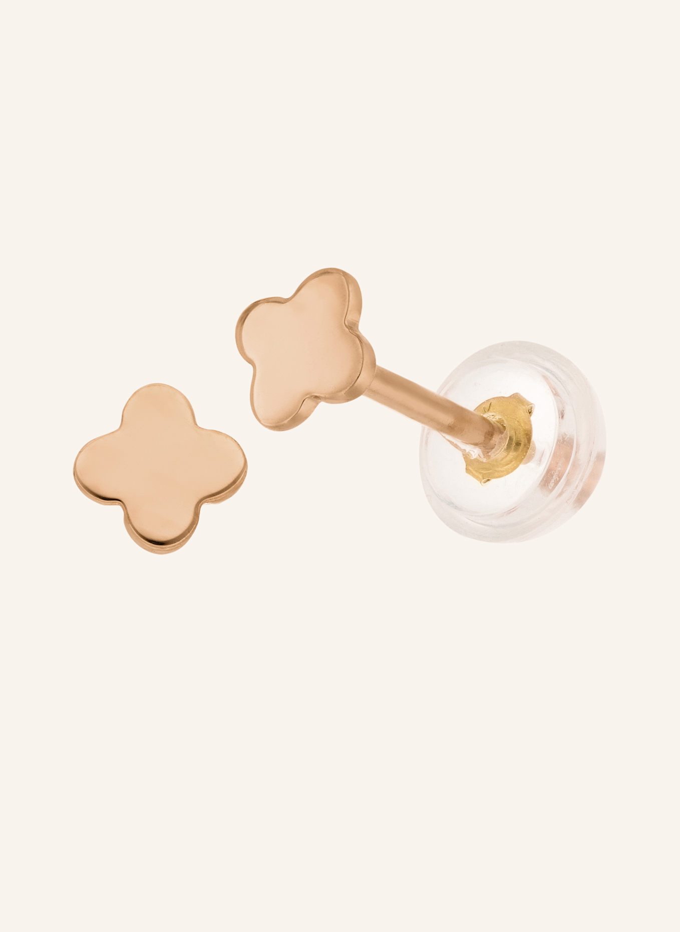 Leaf Ohrstecker MINI CLOVER aus 14 Karat Gelbgold: ROSÉGOLD