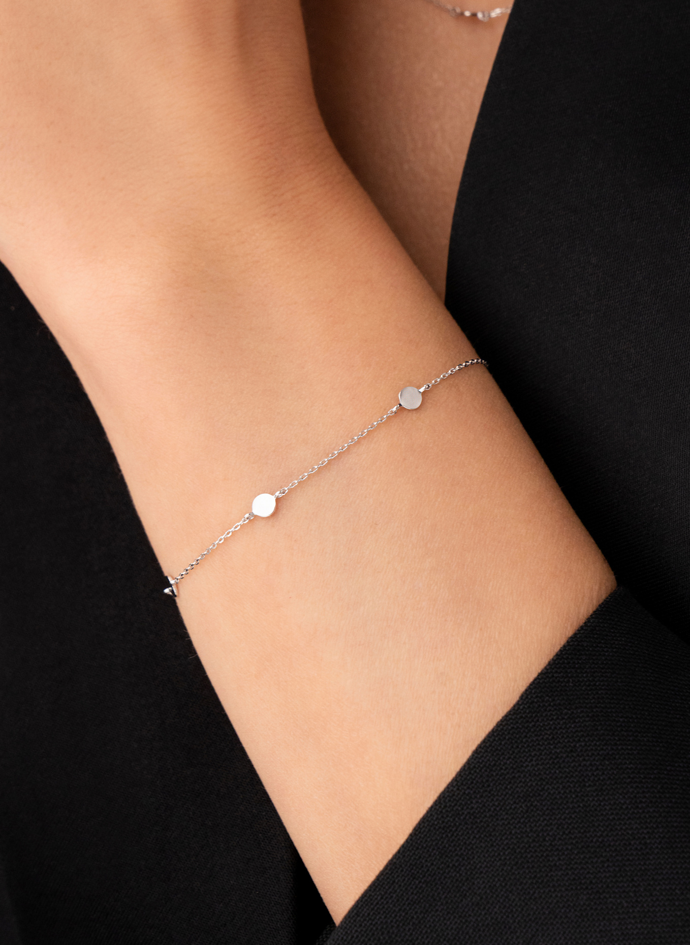 Leaf Armband MINI PLATES aus 14 Karat Gelbgold: WEISSGOLD