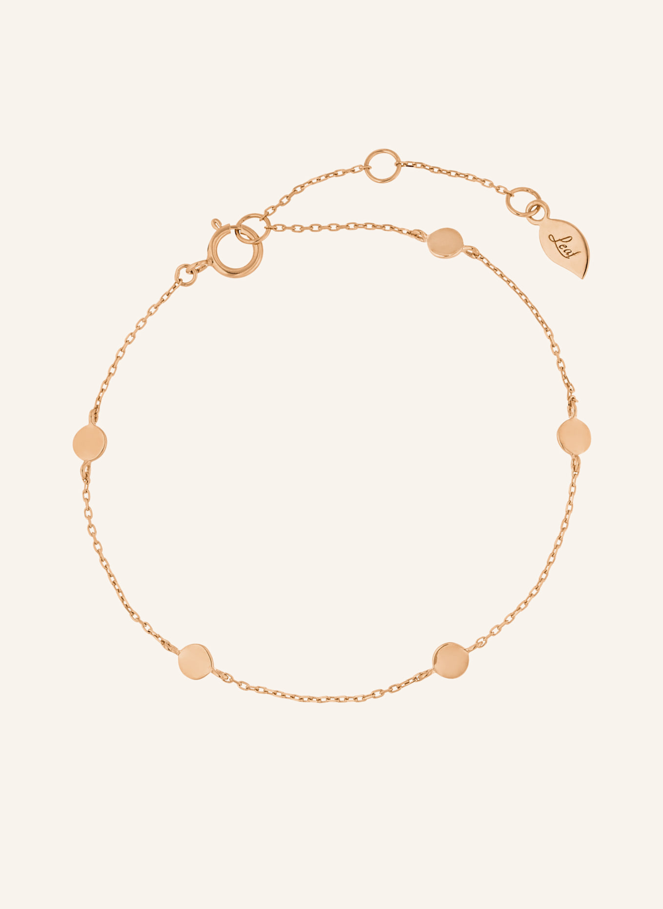 Leaf Armband MINI PLATES aus 14 Karat Gelbgold: ROSÉGOLD