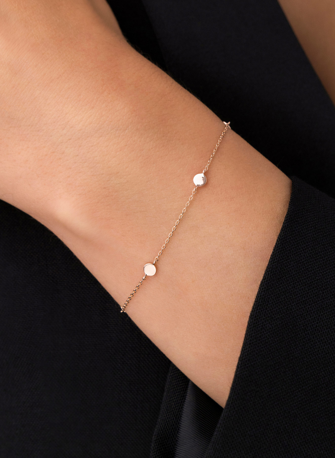 Leaf Armband MINI PLATES aus 14 Karat Gelbgold: ROSÉGOLD