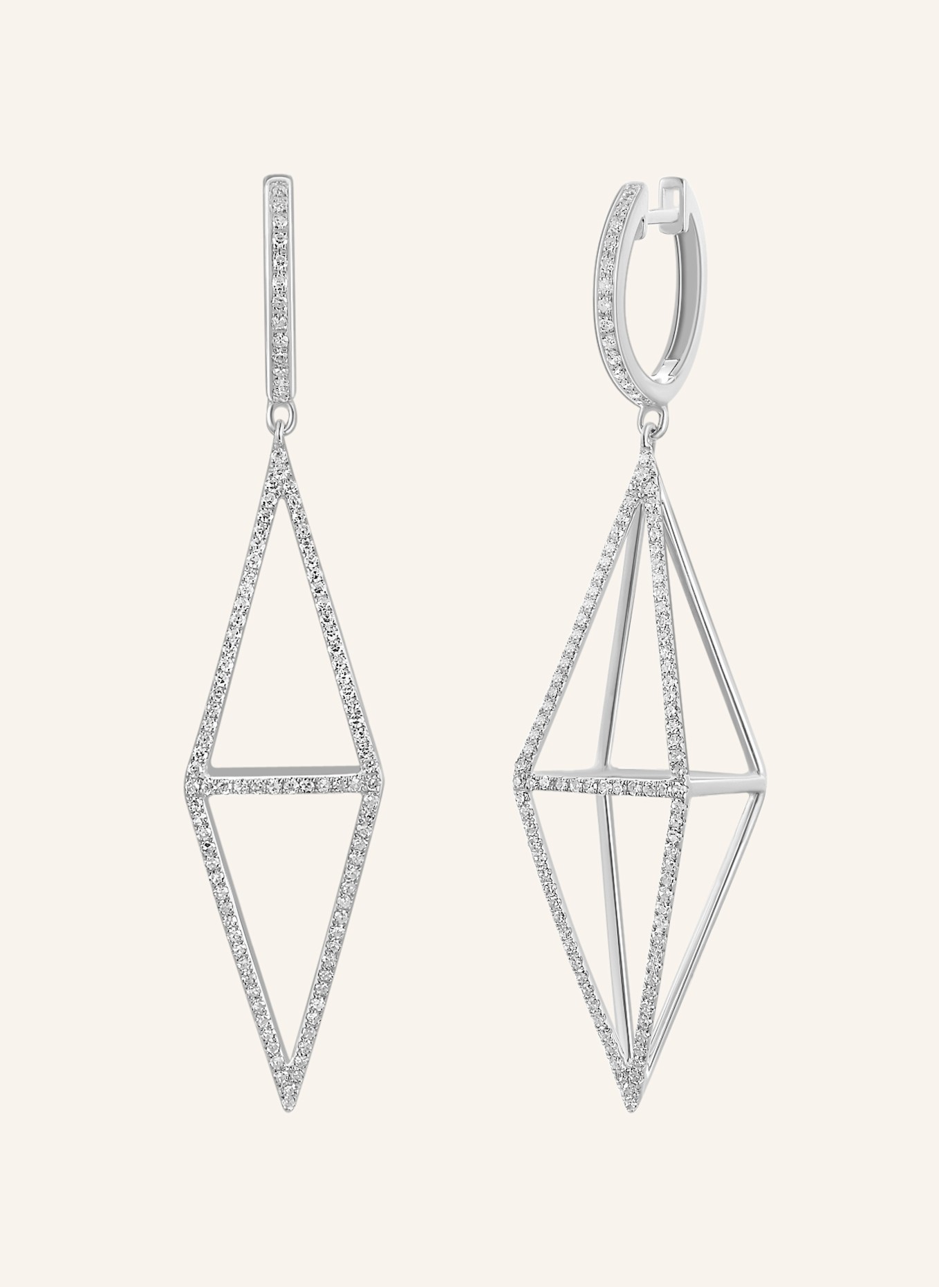 Leaf Ohrhänger TRAPEZ mit Diamanten: WEISSGOLD