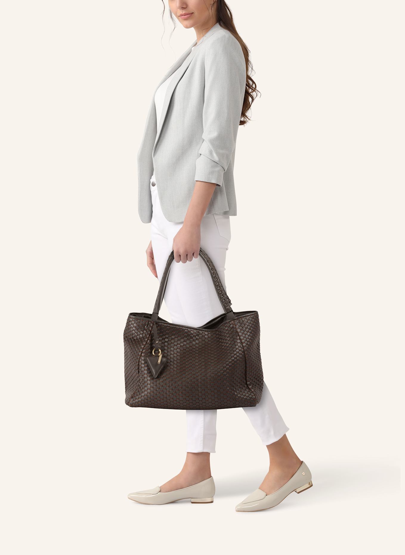 Parise Handtasche '09' OHNE FRANSEN: BRAUN/ DUNKELBRAUN