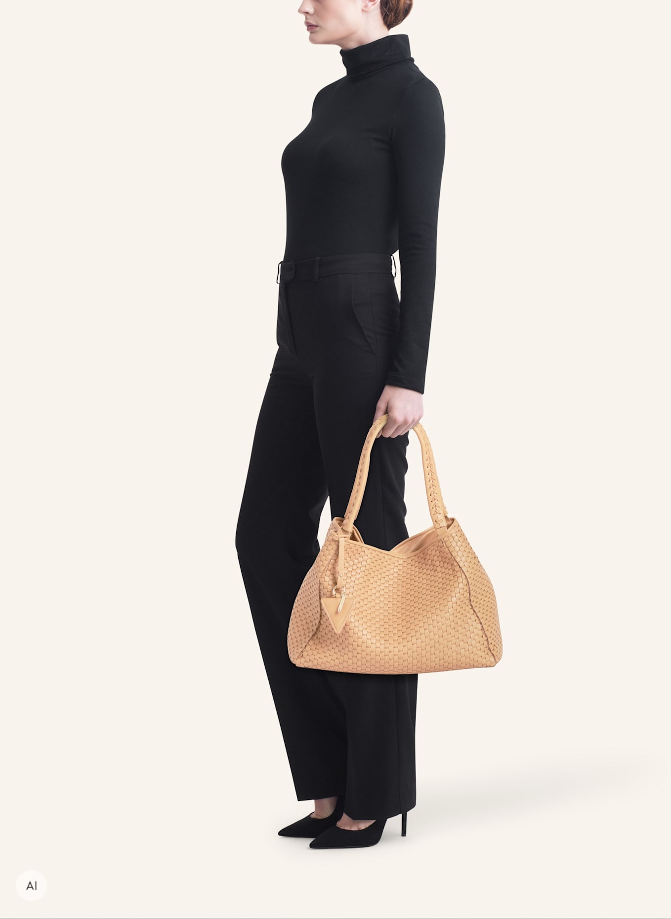 Parise Handtasche '09' OHNE FRANSEN LARGE: BEIGE/ CAMEL