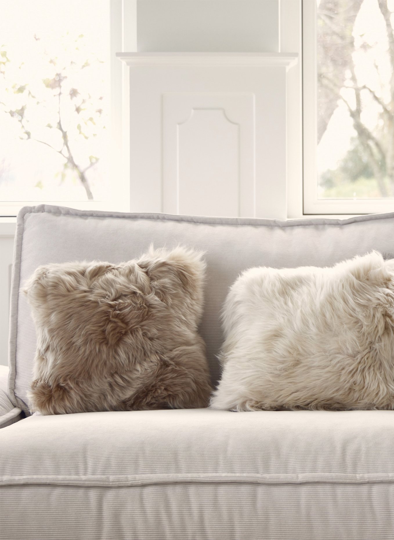 Natures Collection Fellkissen Lammfellkissen Premium Langhaar: TAUPE