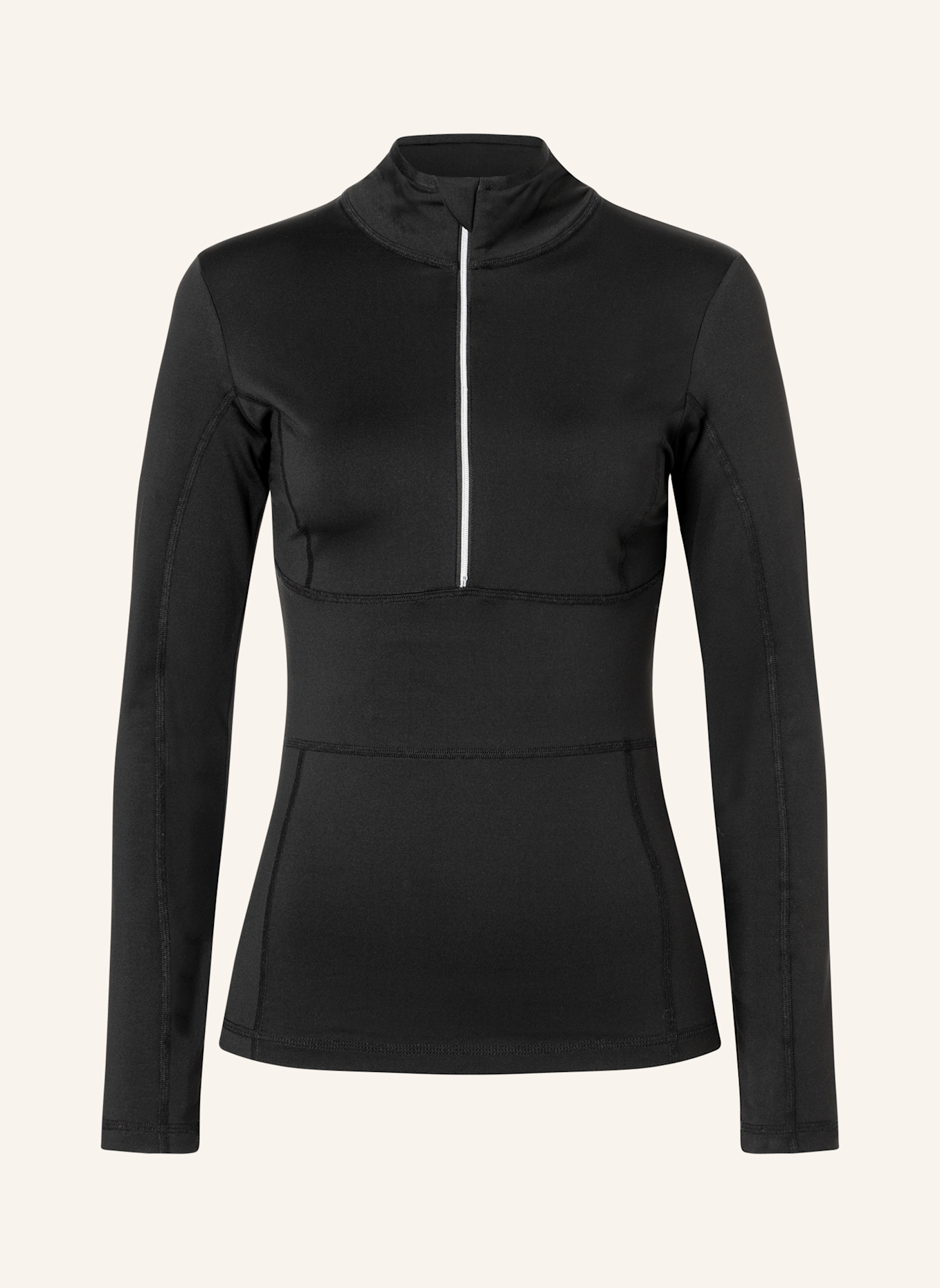 JET SET Langarm Zip Hemd GINGER: SCHWARZ