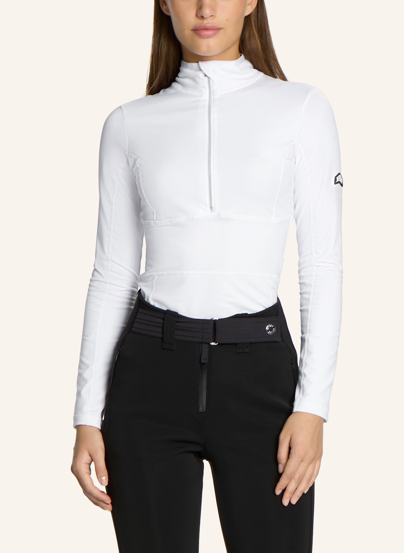 JET SET Langarm Zip Hemd GINGER: WEISS