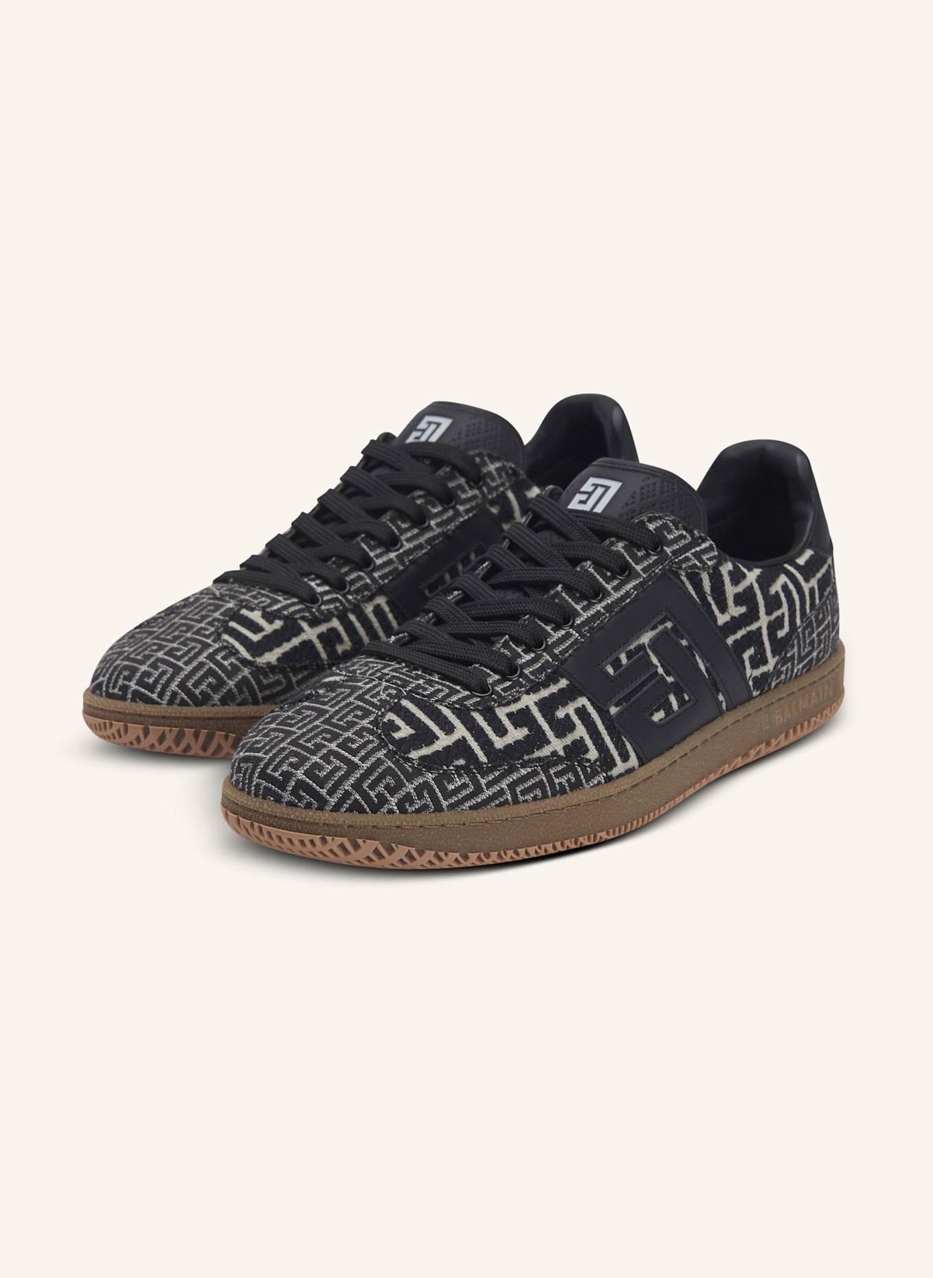 BALMAIN Sneakers Balmain Swan aus Jacquard mit PB Labyrinthe-Monogramm: SCHWARZ
