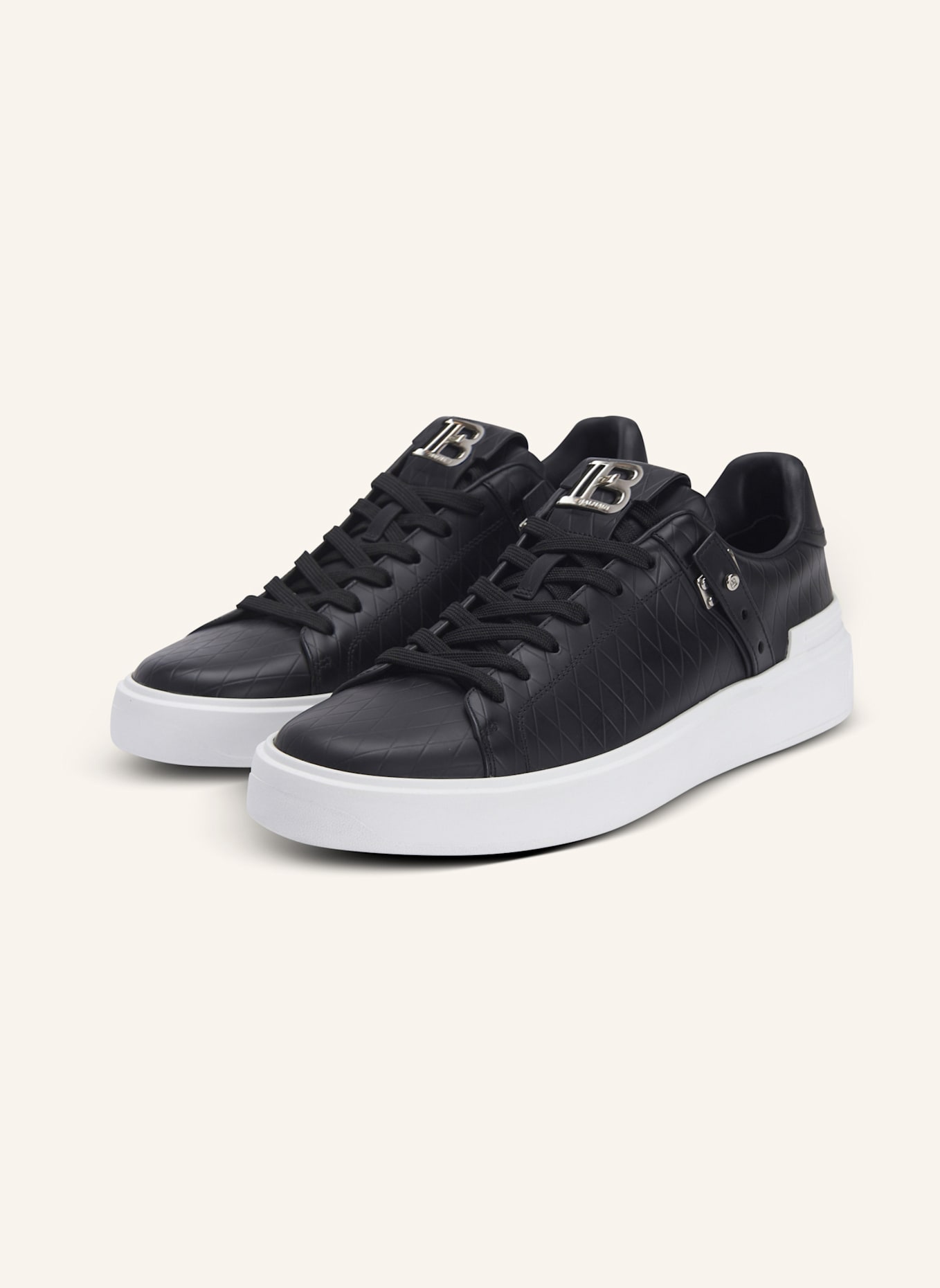 BALMAIN Sneakers B-Court B-Buzz aus geprägtem Kalbsleder, Farbe: SCHWARZ (Bild 1)