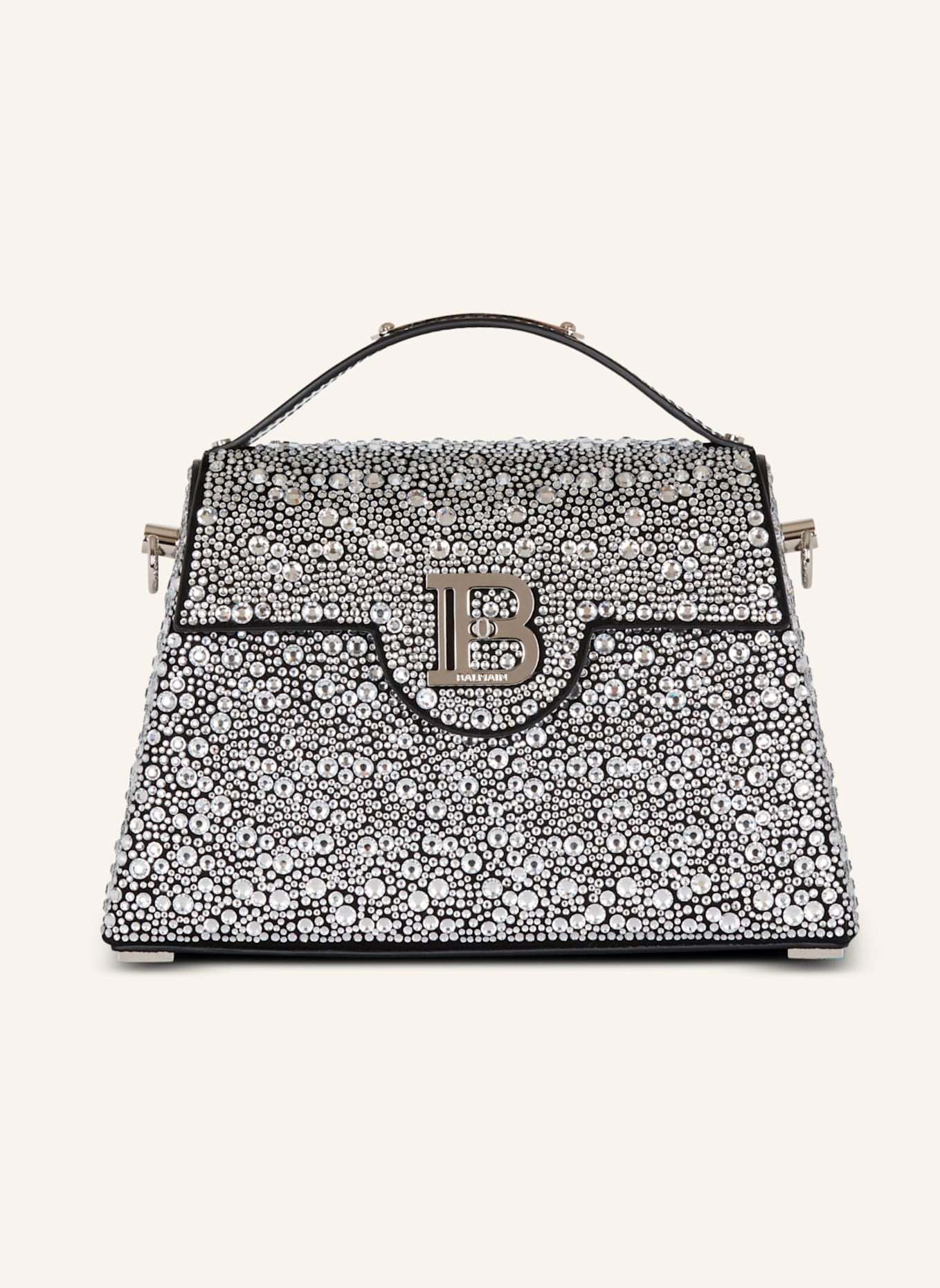 BALMAIN Tasche B-Buzz Dynasty aus Wildleder und Strass: SILBER