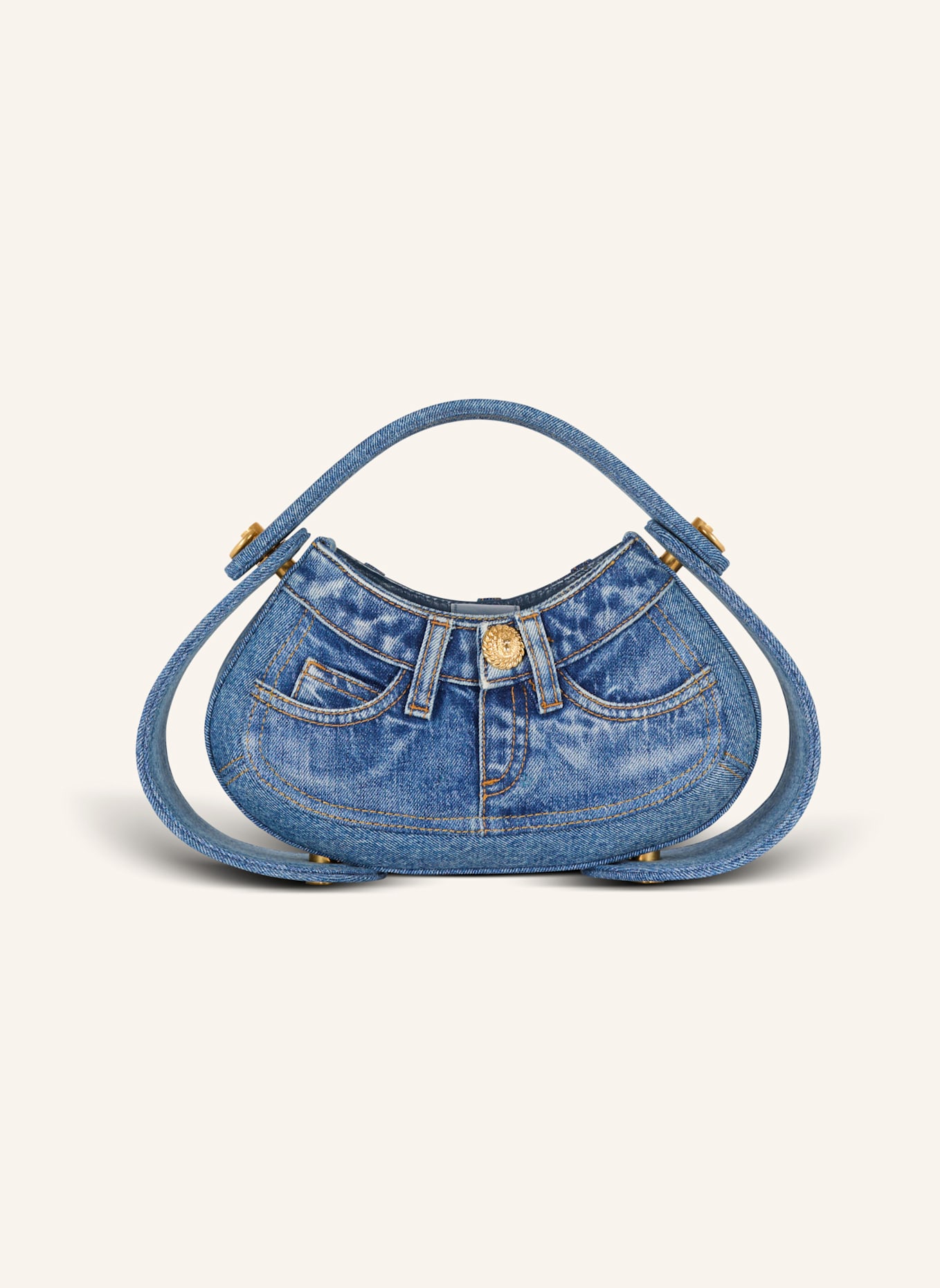 BALMAIN Mittelgroße Tasche Jolie Madame aus Denim, Farbe: BLAU (Bild 1)