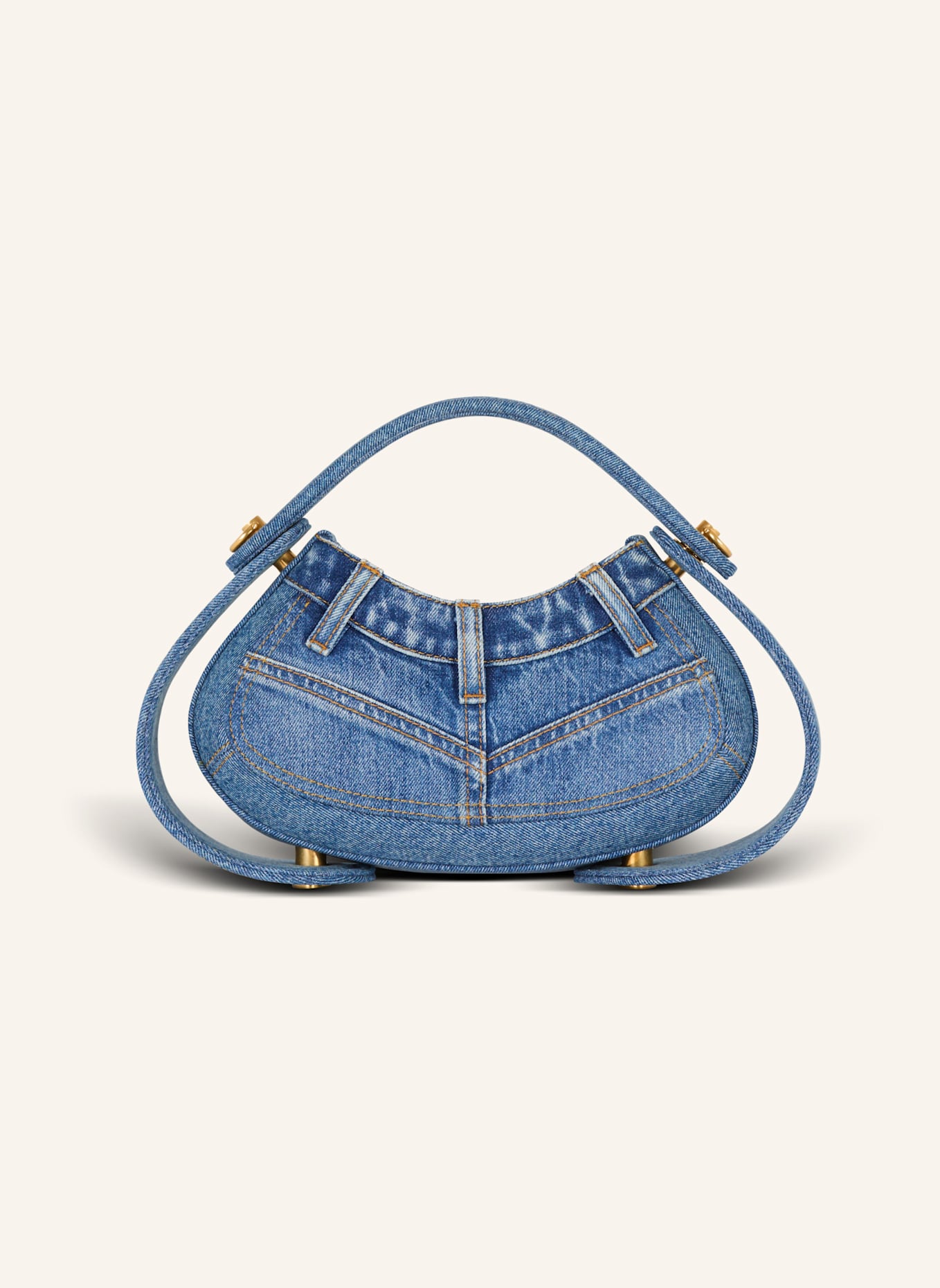 BALMAIN Mittelgroße Tasche Jolie Madame aus Denim, Farbe: BLAU (Bild 2)