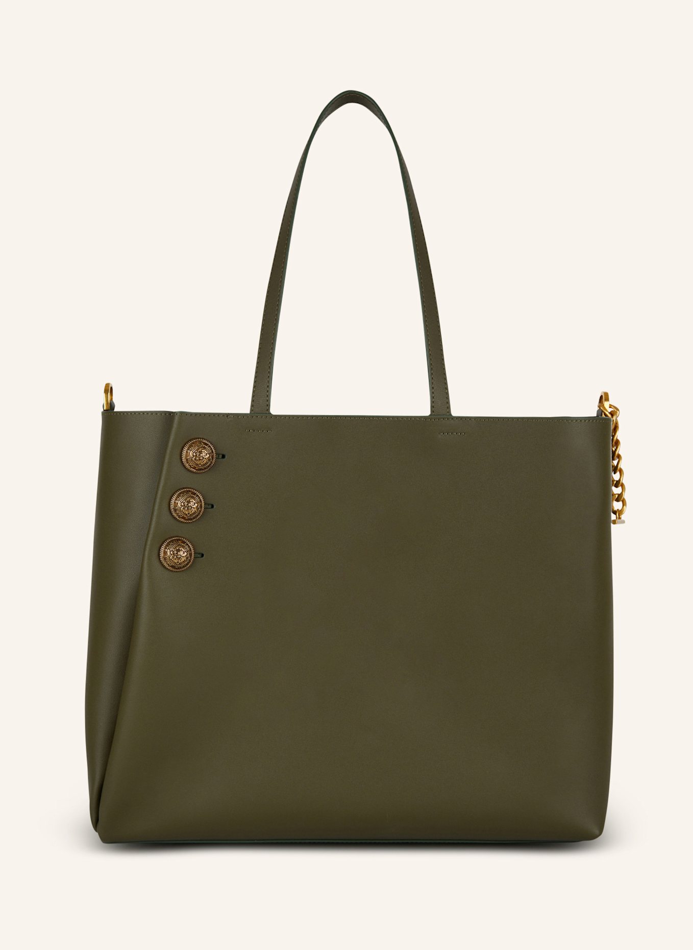 BALMAIN Shopper Emblčme aus Leder, Farbe: KHAKI (Bild 2)