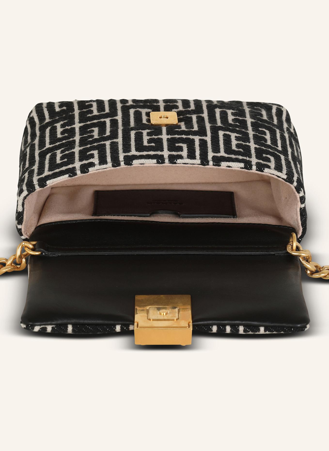 BALMAIN Mini-Tasche 1945 Soft mit Jacquard-Monogramm, Farbe: SCHWARZ (Bild 3)