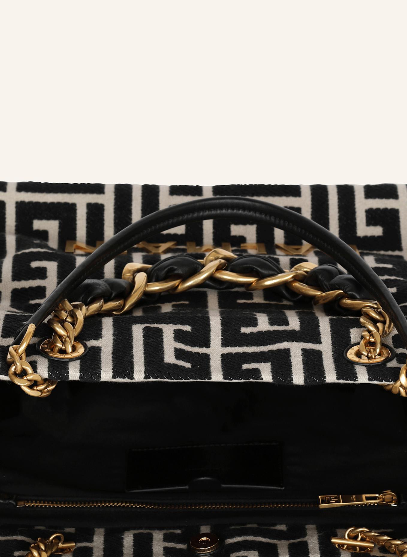 BALMAIN Shopper 1945 Soft aus Jacquard-Canvas mit Monogramm PB Labyrinthe: SCHWARZ