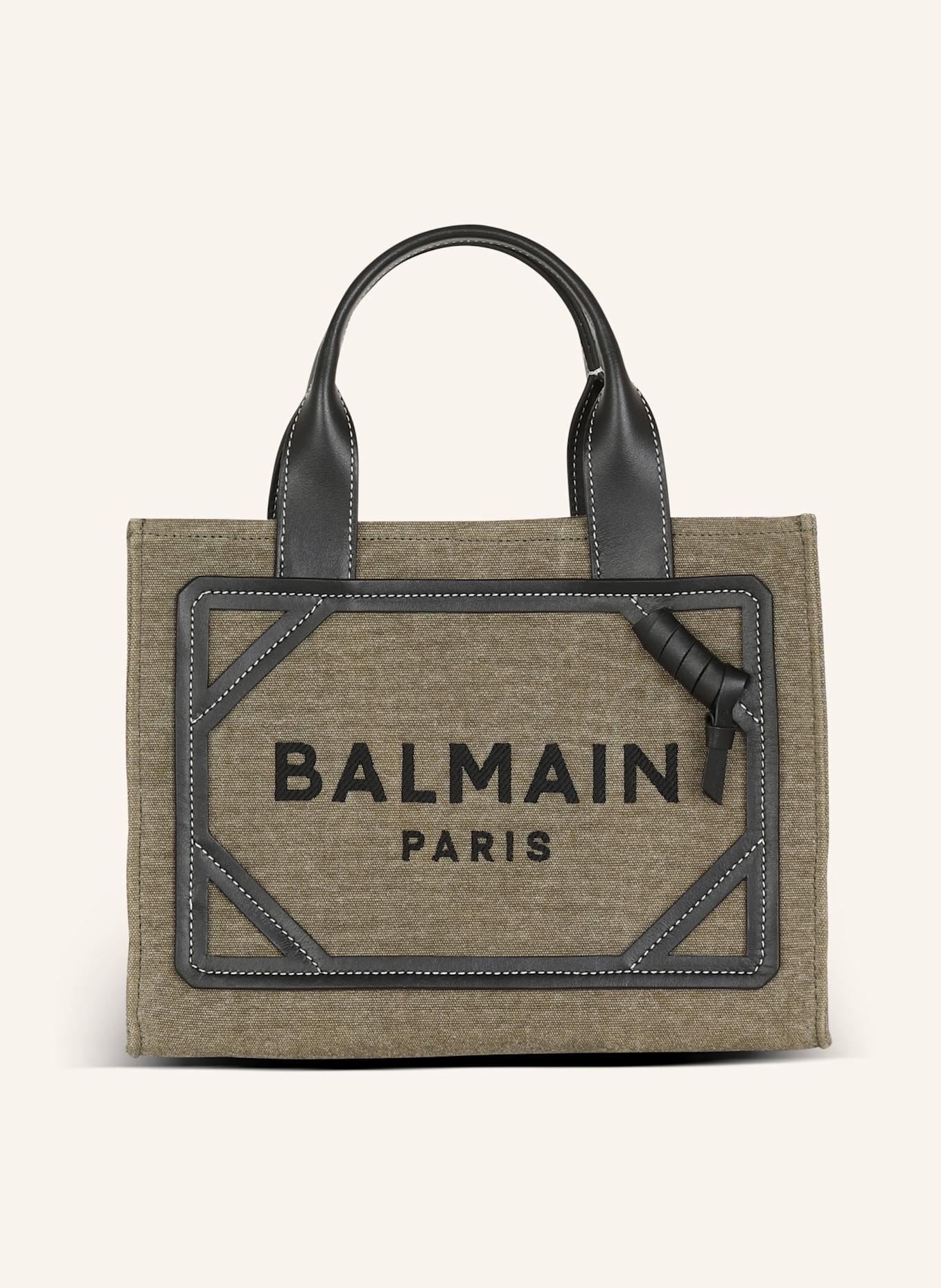 BALMAIN Kleiner Shopper B-Army aus Canvas mit Ledereinsätzen, Farbe: KHAKI (Bild 1)