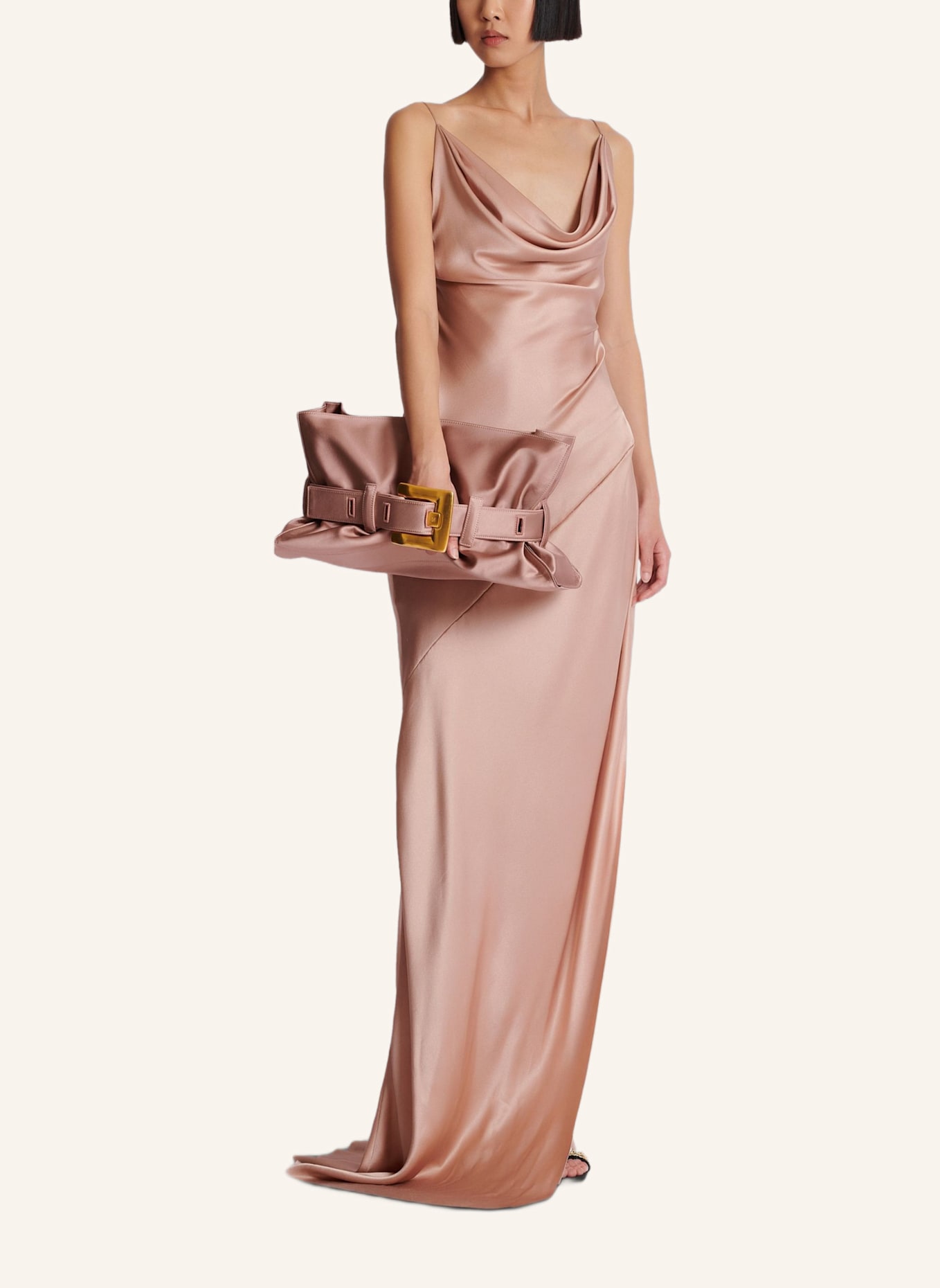 BALMAIN Schultertasche ANTHEM aus Satin: PINK