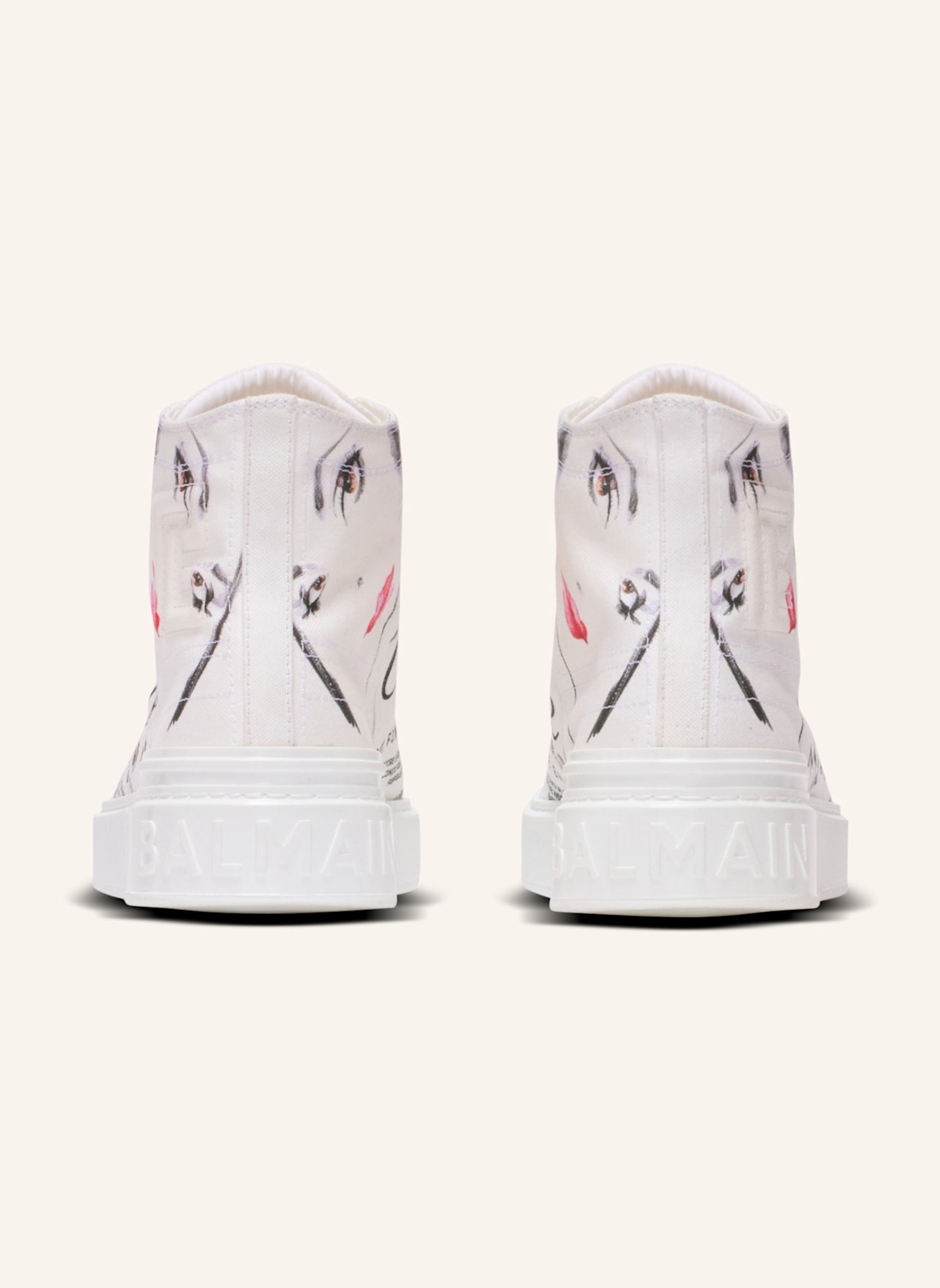 BALMAIN High-Top-Sneakers B-Court mit Balmain Beauty-Print: WEISS