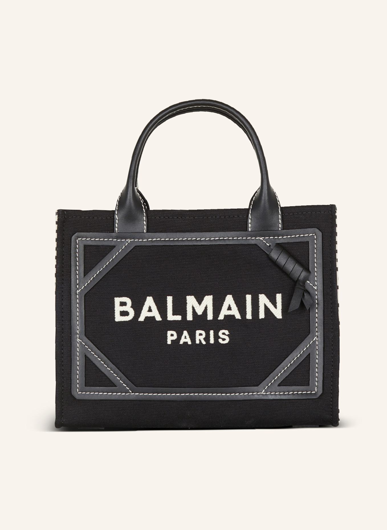 BALMAIN Shopper B-Army aus Monogramm-Canvas und Glattleder: SCHWARZ