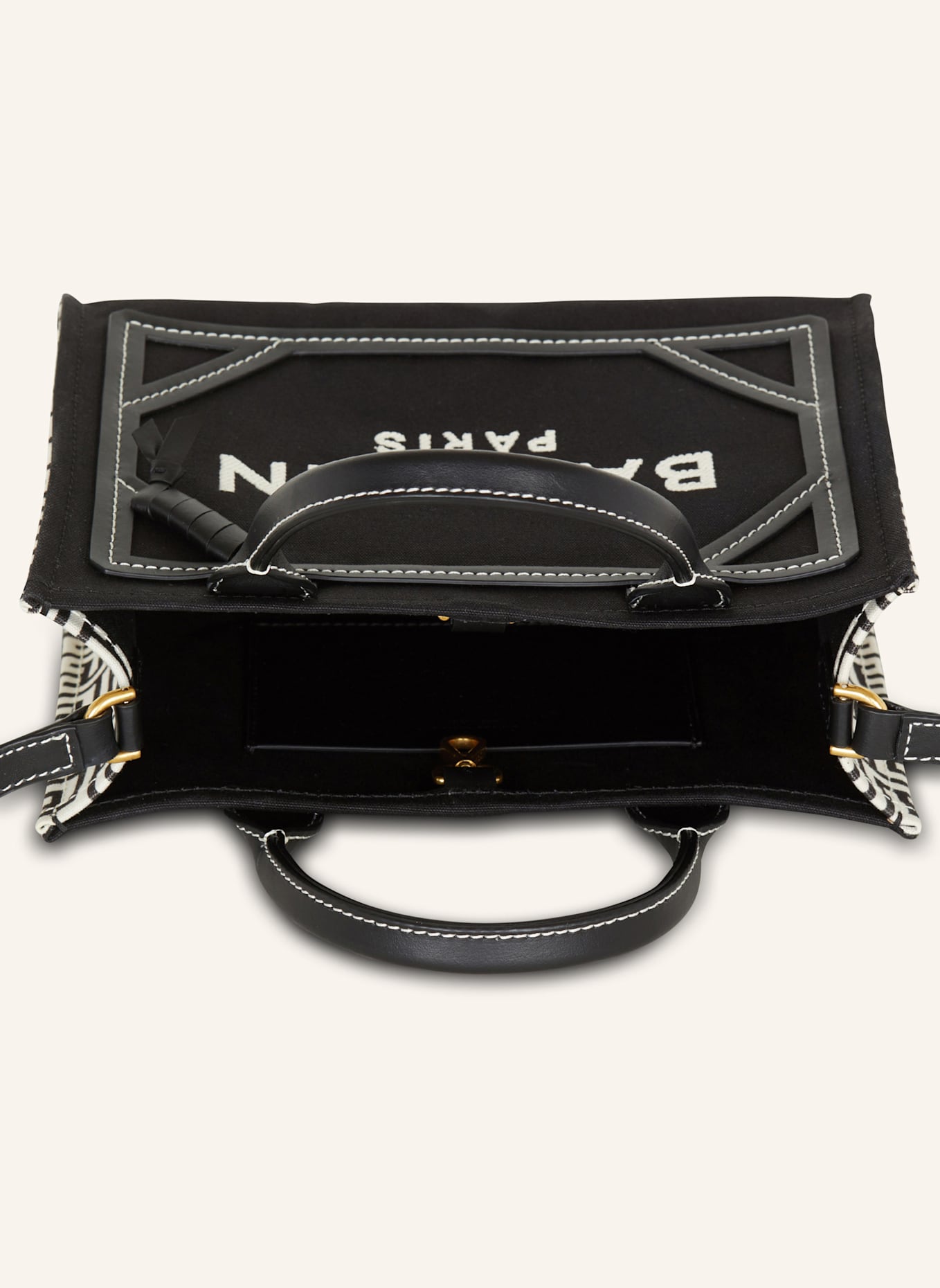 BALMAIN Shopper B-Army aus Monogramm-Canvas und Glattleder: SCHWARZ