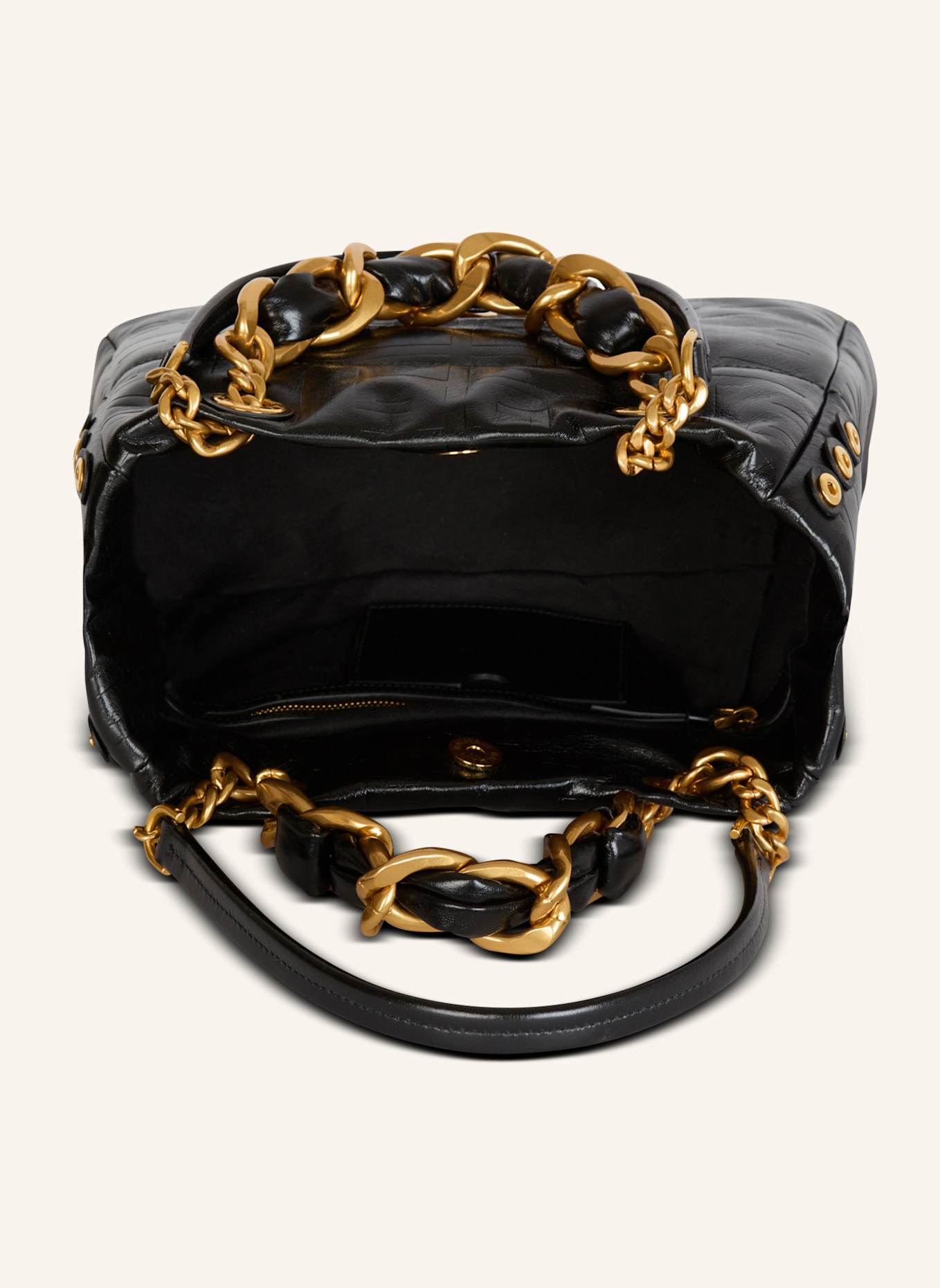 BALMAIN Kleiner Shopper 1945 Soft aus rissigem Kalbsleder: SCHWARZ