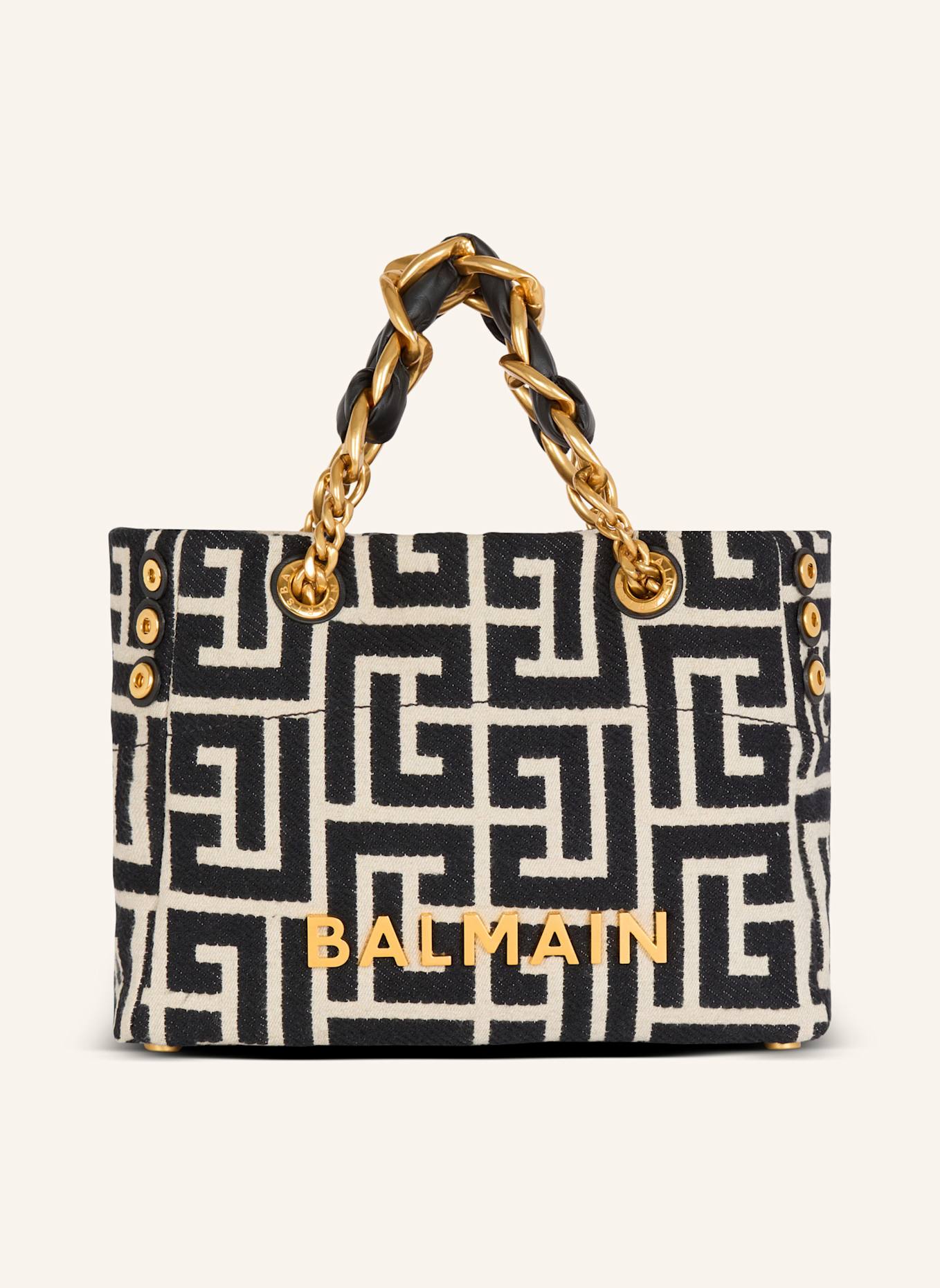 BALMAIN Kleiner Shopper 1945 Soft aus Monogramm-Jacquard: SCHWARZ