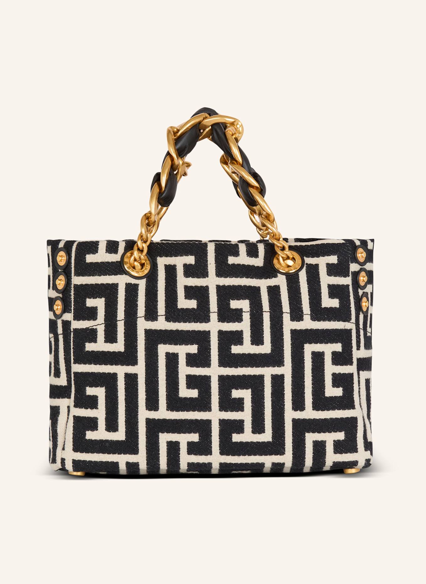 BALMAIN Kleiner Shopper 1945 Soft aus Monogramm-Jacquard: SCHWARZ