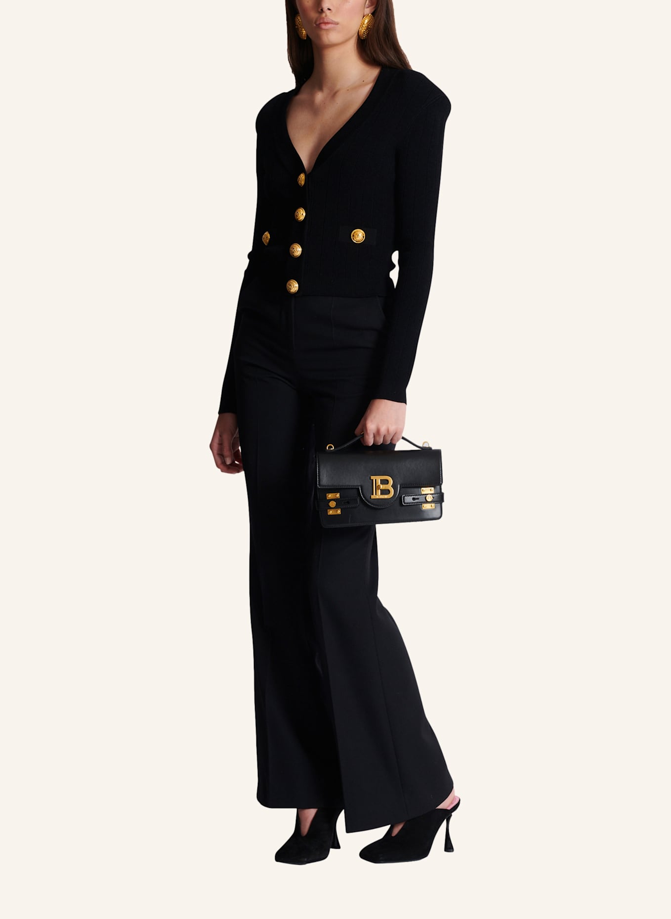 BALMAIN Tasche B-Buzz 24 aus Glattleder: SCHWARZ