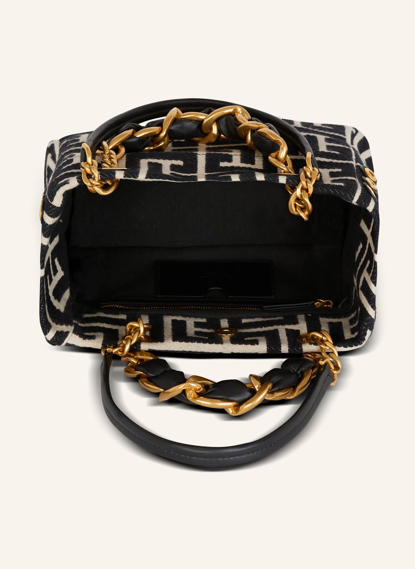 BALMAIN Kleiner Shopper 1945 Soft aus Monogramm-Jacquard: SCHWARZ