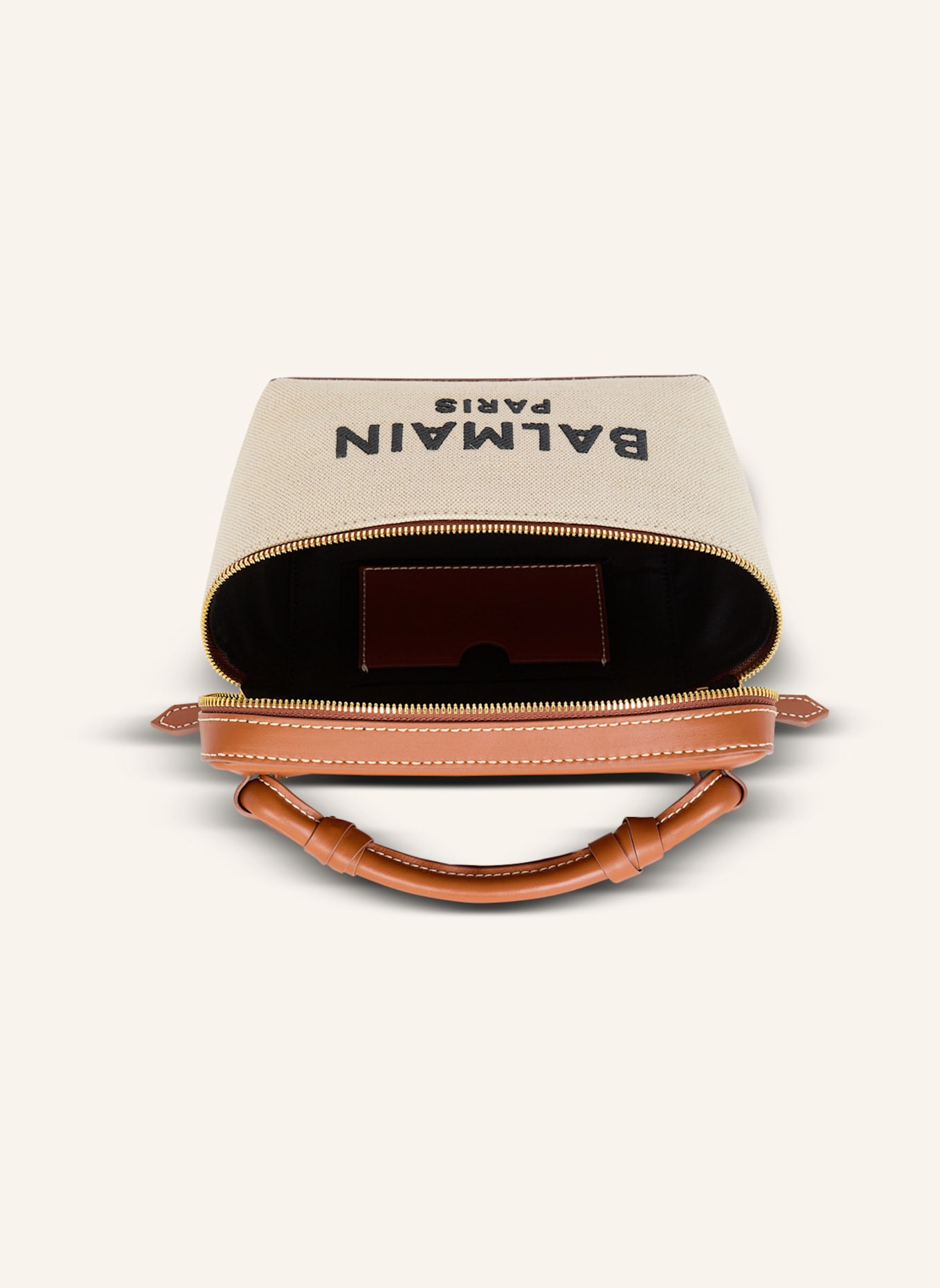 BALMAIN Beautycase B-Army aus Canvas und Leder: BEIGE